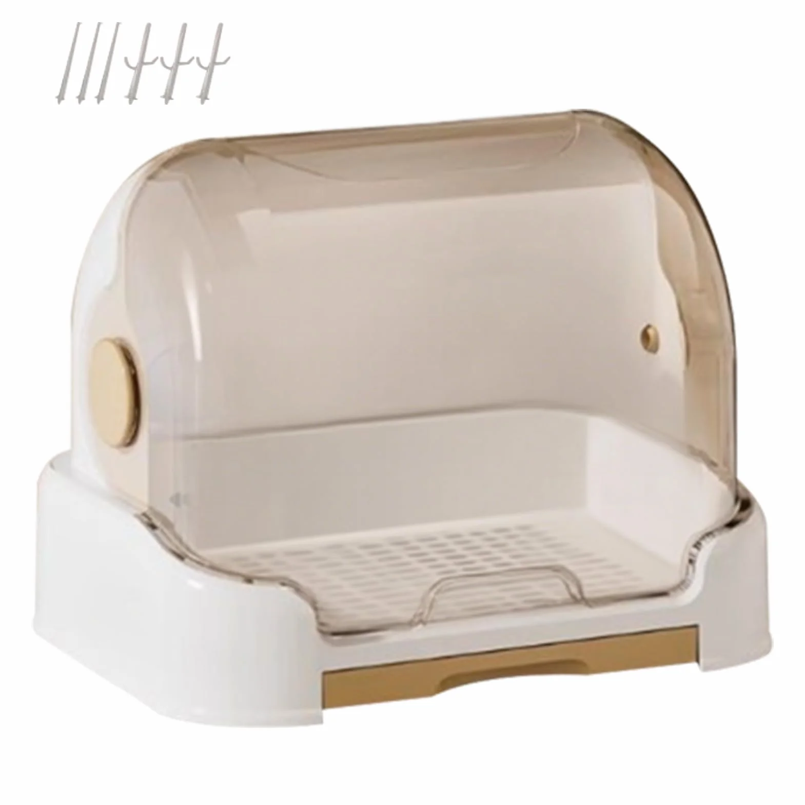 Generico Porta Biberon Con Coperchio - 31,5x25,5x25 CM | Organizzatore Per Biberon Con Vassoio Di Scarico Rimovibile E Stendibiancheria, Scatola Porta Biberons Per Dispensa, Mobiletto Da Appoggio