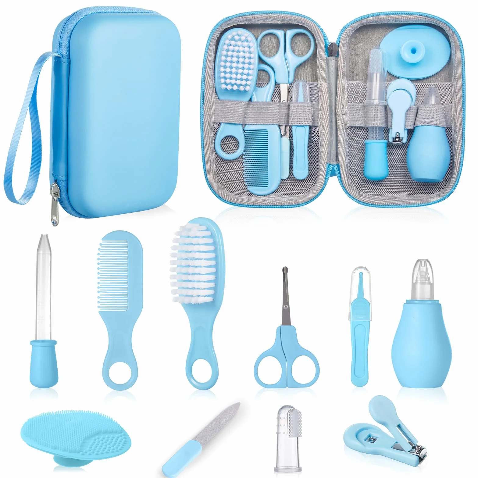 Lictin Set per la Cura del Bambino - 12 Pezzi Beauty BabyCare, prodotti per l'infanzia, set per la cura del bambino da viaggio e di uso quotidiano (Blu)
