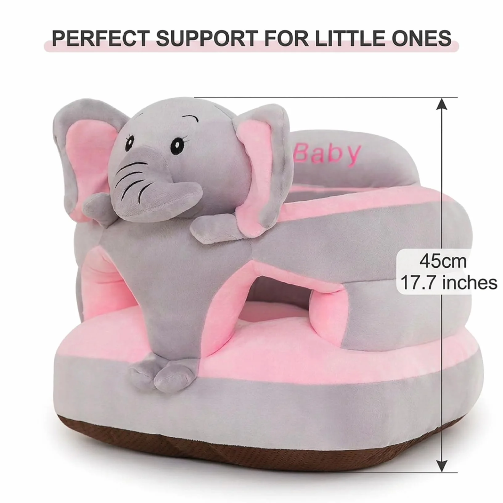 Sedia Sit Up per Bambini, Seggiolino da Terra Sit Me Up Elefante per Bambino, Cuscino di Supporto in Morbido Peluche con Base Antiscivolo, Articoli per Neonati (Grigio), Utilizzo IntéRieure