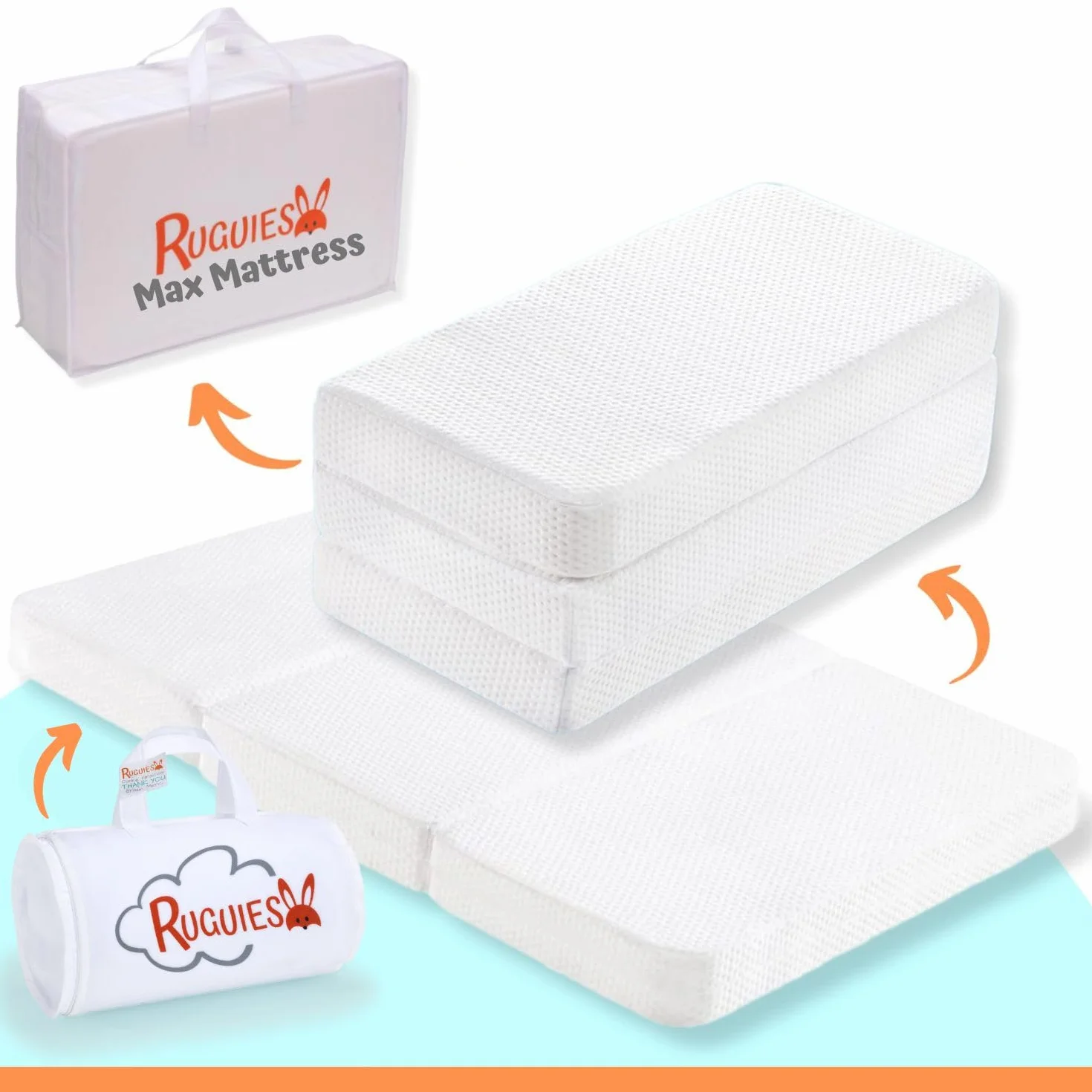 Materasso Lettino da Campeggio- 120x60 -Tappetino neonati e Bambini per Culla, Pieghevole per il Massimo Comfort-OEKO-TEX-Per Brandina da Viaggio-Rivestimento Lavabile.