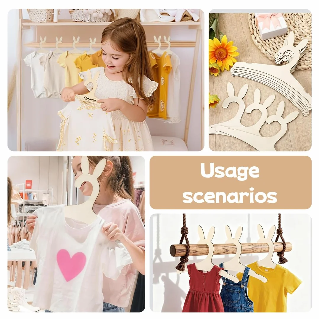 15 Pezzi Appendini in Legno per Bambini, Gruccia Neonato Legno, design a scanalature, per Unisex Bambino Neonati Regalo, per decorare e appendere i vestiti (15,5 x 22,7 cm)