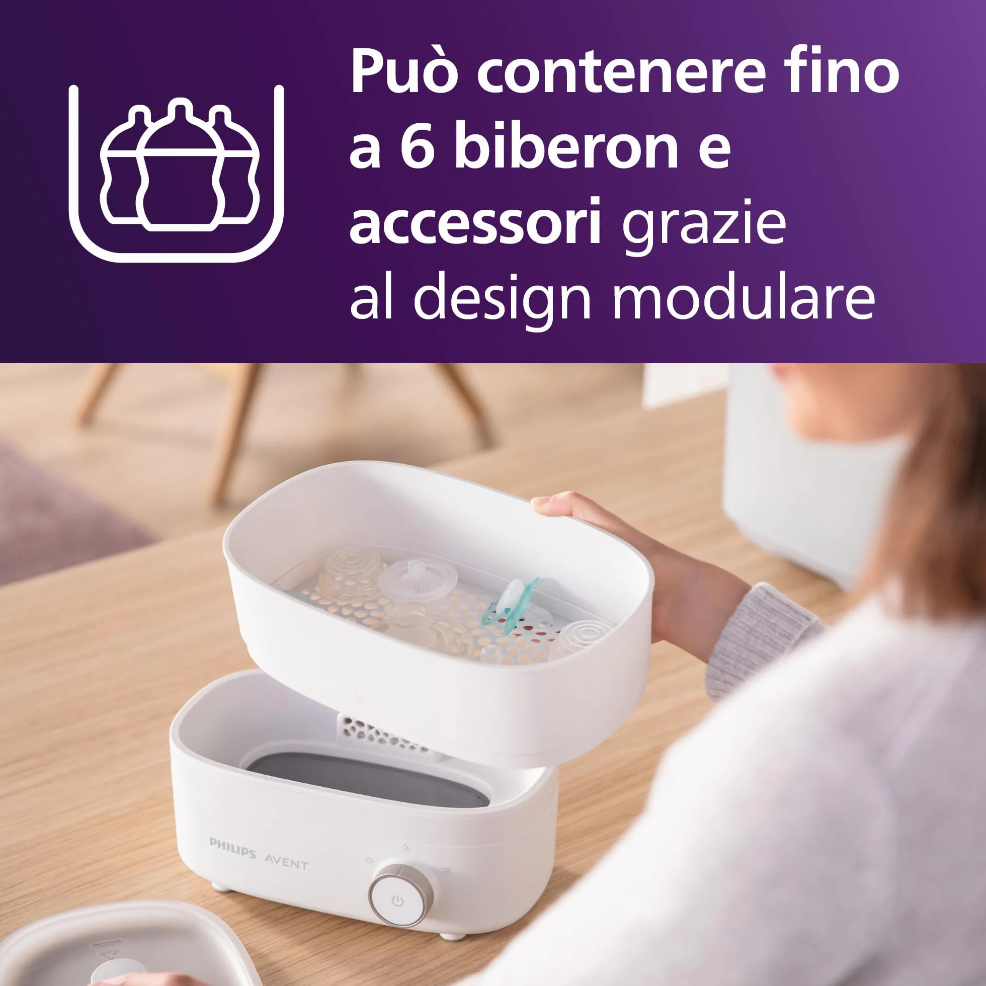 Philips Avent Sterilizzatore e asciugatrice per biberon, rapido e igienico SCF293/00