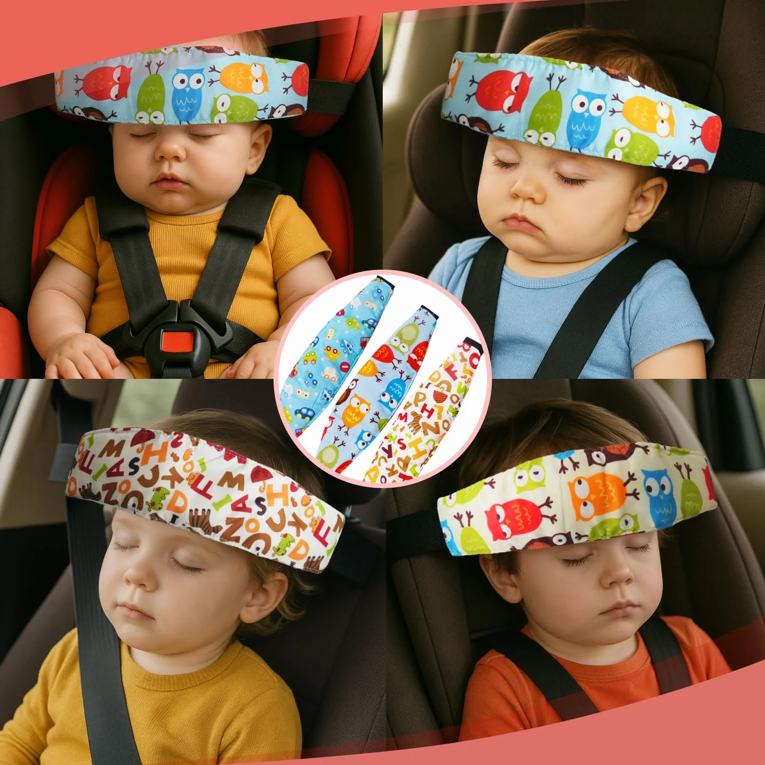 Support De Tête Pour Siège Enfant Voiture 3pcs, Siège Auto Bébé Support De Tête Sommeil Voiture Sommeil Enfant Convient Aux Nourrissons Aux Nourrissons