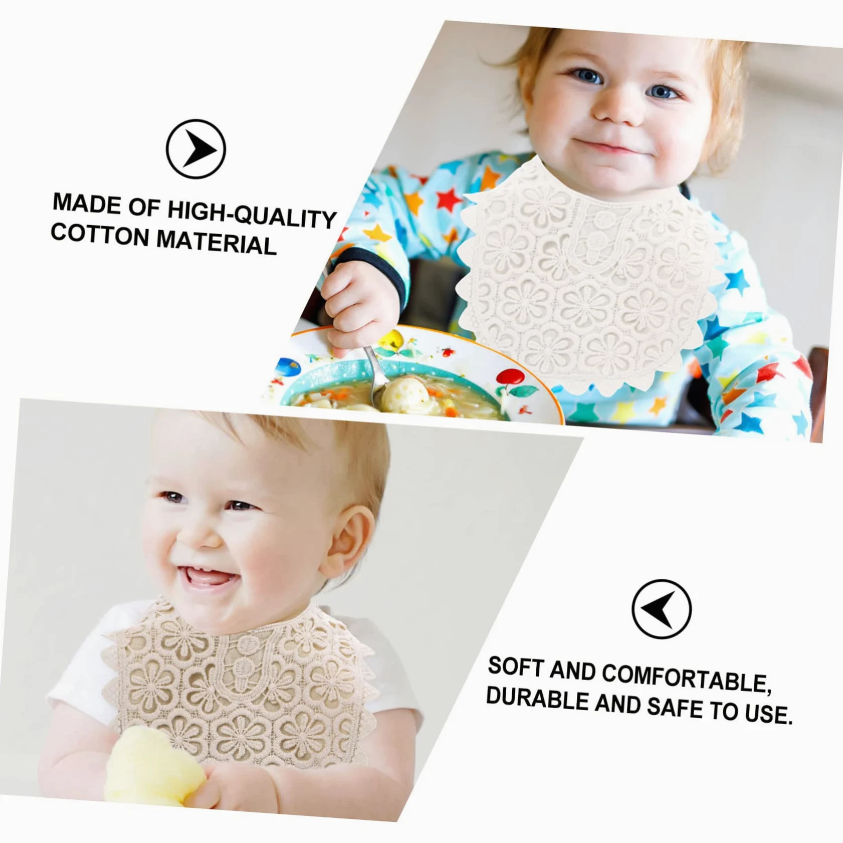 VICASKY 6pezzi Bavaglini Pizzo Per Bavaglini Di Cotone Per Saliva Design Facili Da Lavare e Trasportare Accessori Utile Per