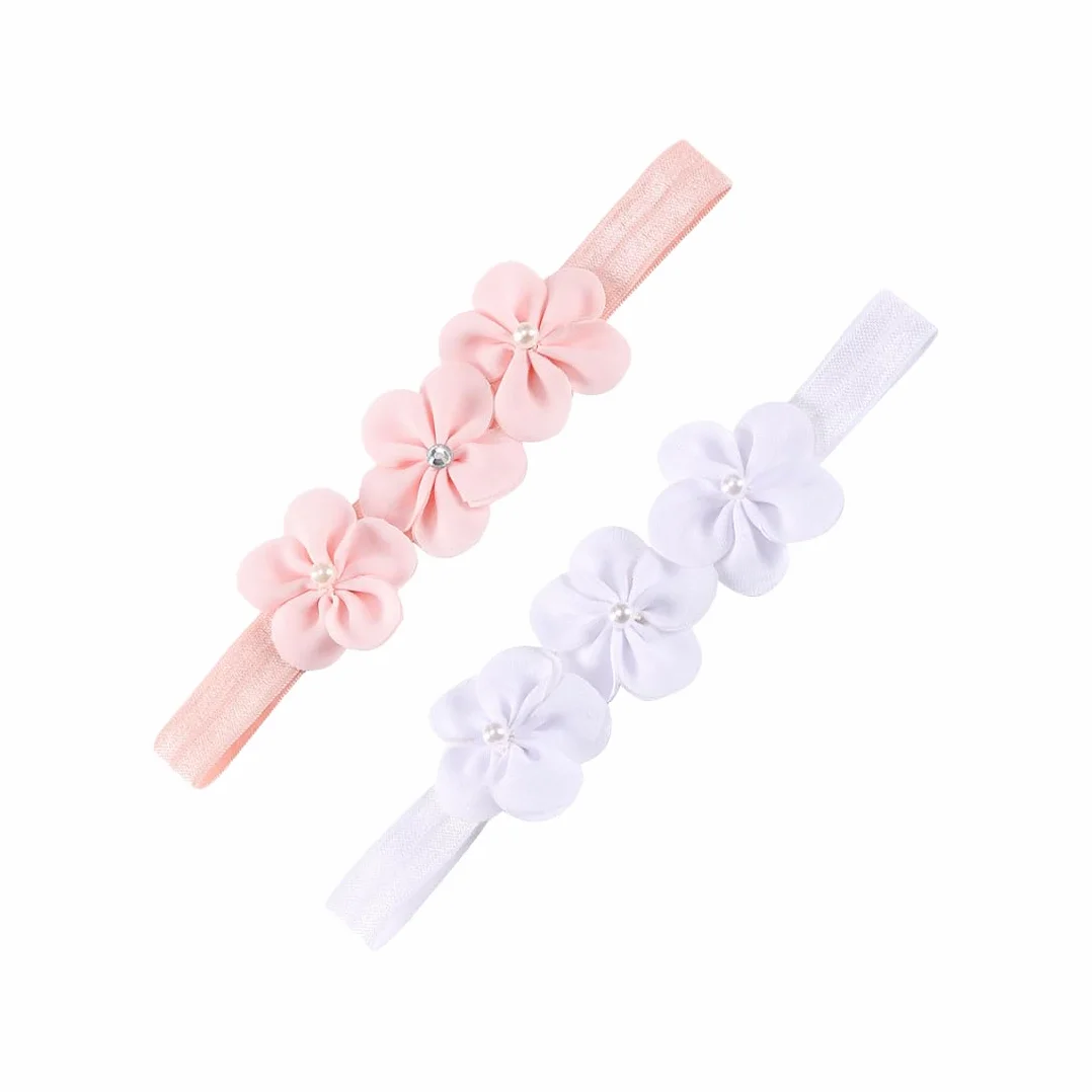 SULIUDAJI 2 Pezzi Fascia Capelli Neonata,Fasce in Gros Grain per Bambine Floreale Copricapo Elastici Fascette Neonata Nastri Capelli per Neonati, Bambina fasce per capelli