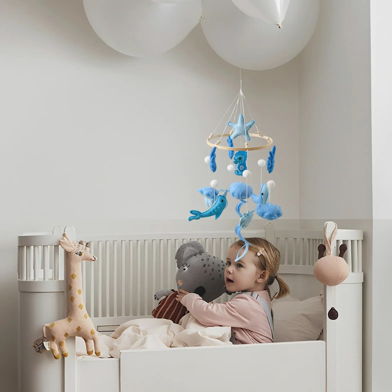 Mobile per culla da appendere al soffitto, tema marino, sensoriale | Mobile a culla fatto a mano per la cameretta dei bambini, genitori appena sfornati, box, passeggino, oggetti di scena