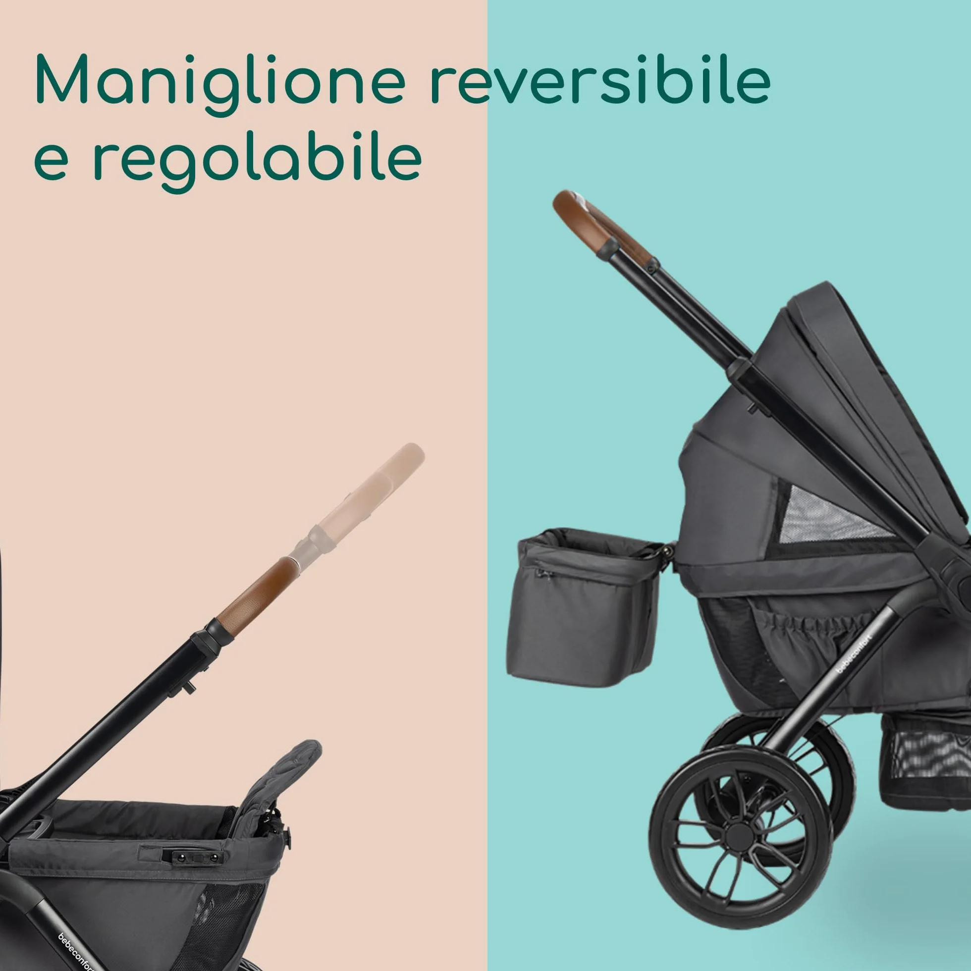 Bebeconfort Helios, Passeggino Gemellare dalla Nascita, 0-4 Anni, 0-22 kg, 2 Sedute Faccia a Faccia, Ruote Larghe All-Terrain, Compatto da Chiuso, Carretto bambini, Capottina, Mineral Graphite