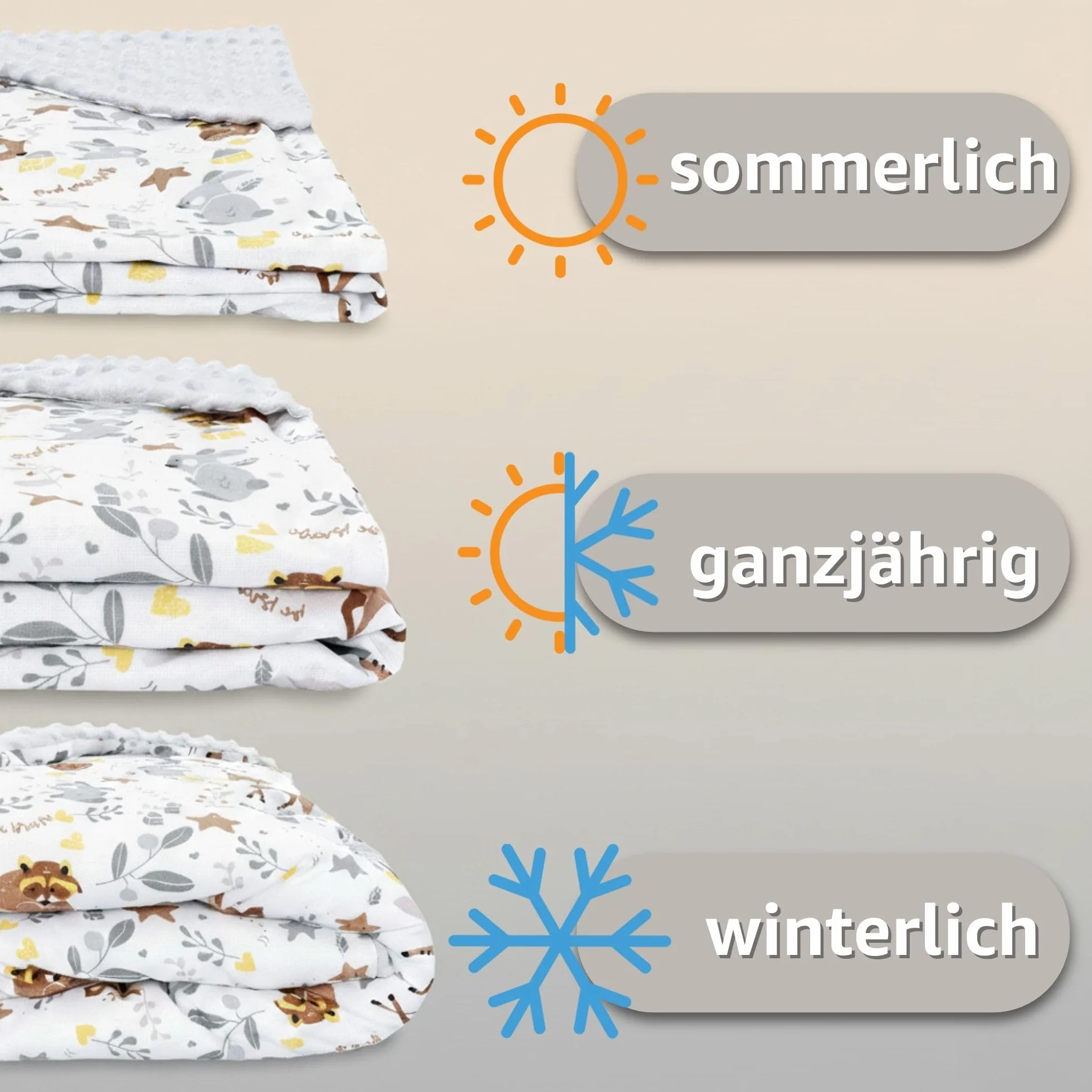 Sacco ovetto coperta invernale 90x90 cm - universale lavabile copertina per passeggino bebe per seggiolino auto bambino o swaddle neonato 0-6 mesi Oeko-Tex Beige con Stelle Bianche