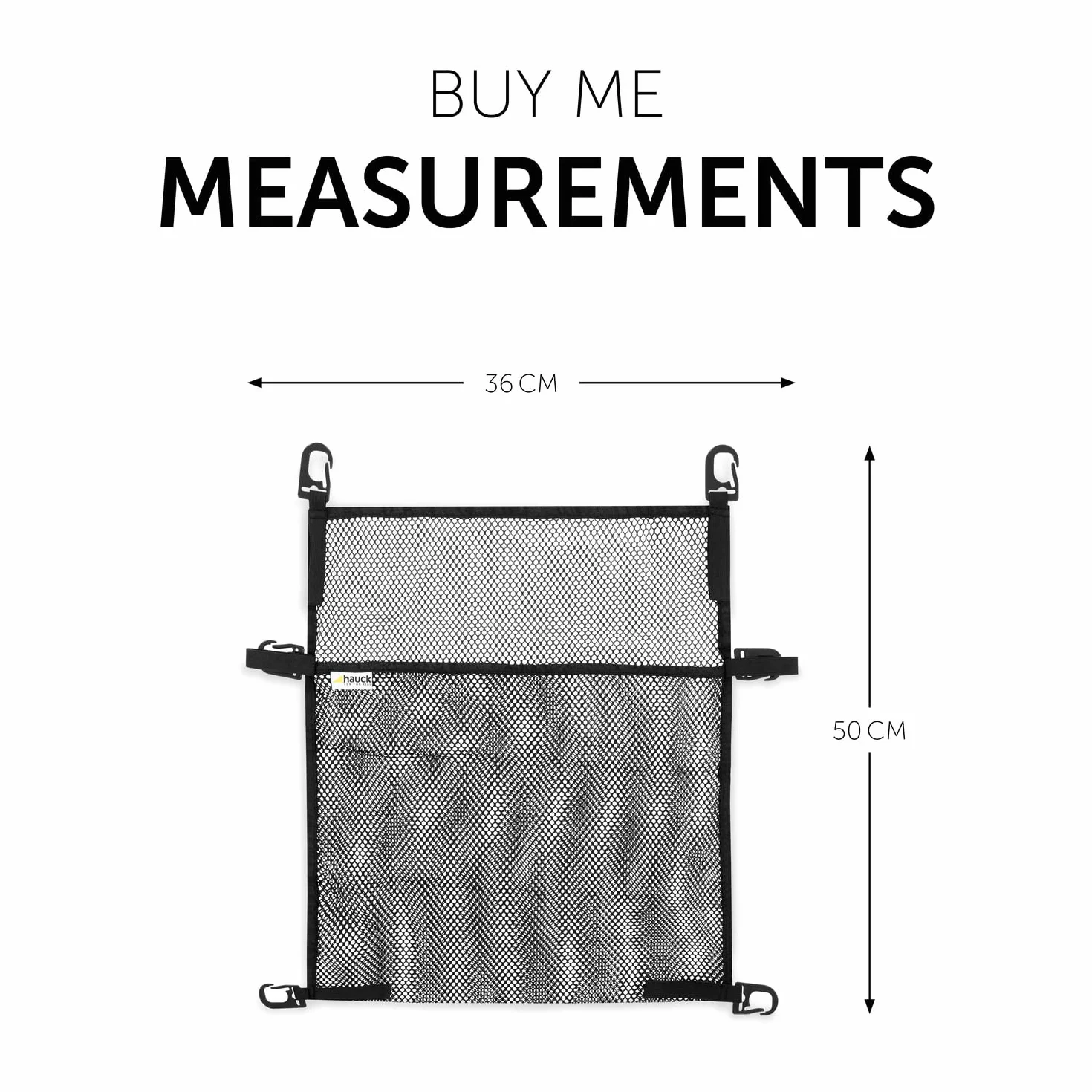 hauck Buy Me, Nero - Borsa Passeggino in Rete con Ganci e Cinghie Elastiche - Borsone Portaoggetti Universale 50 x 36 cm - Facile da Fissare - Veloce da Accedere