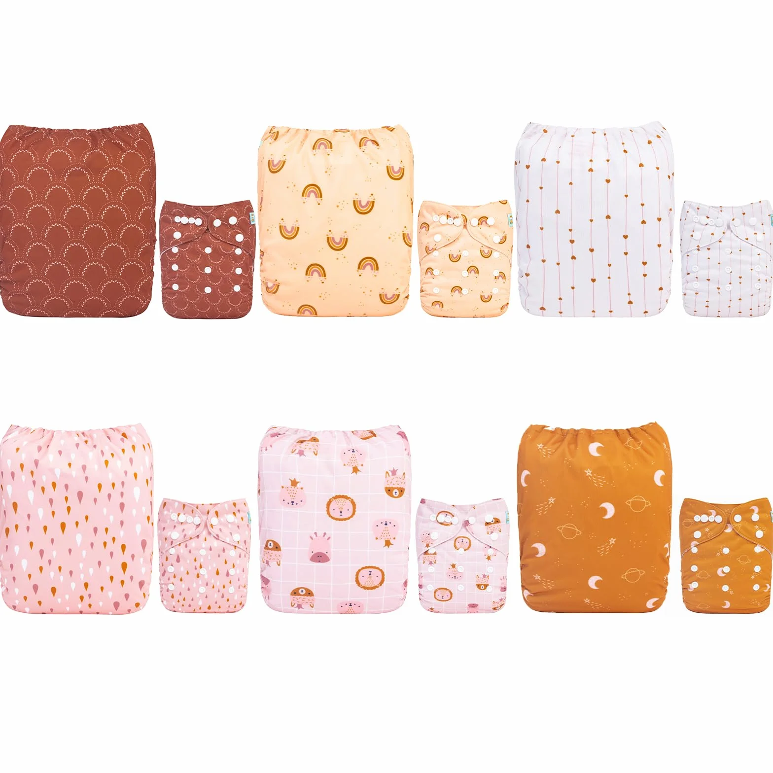 ALVABABY - Pannolini di stoffa per bambini, riutilizzabili, lavabili, 6 pannolini + 12 pannolini di stoffa 6DM104-DE