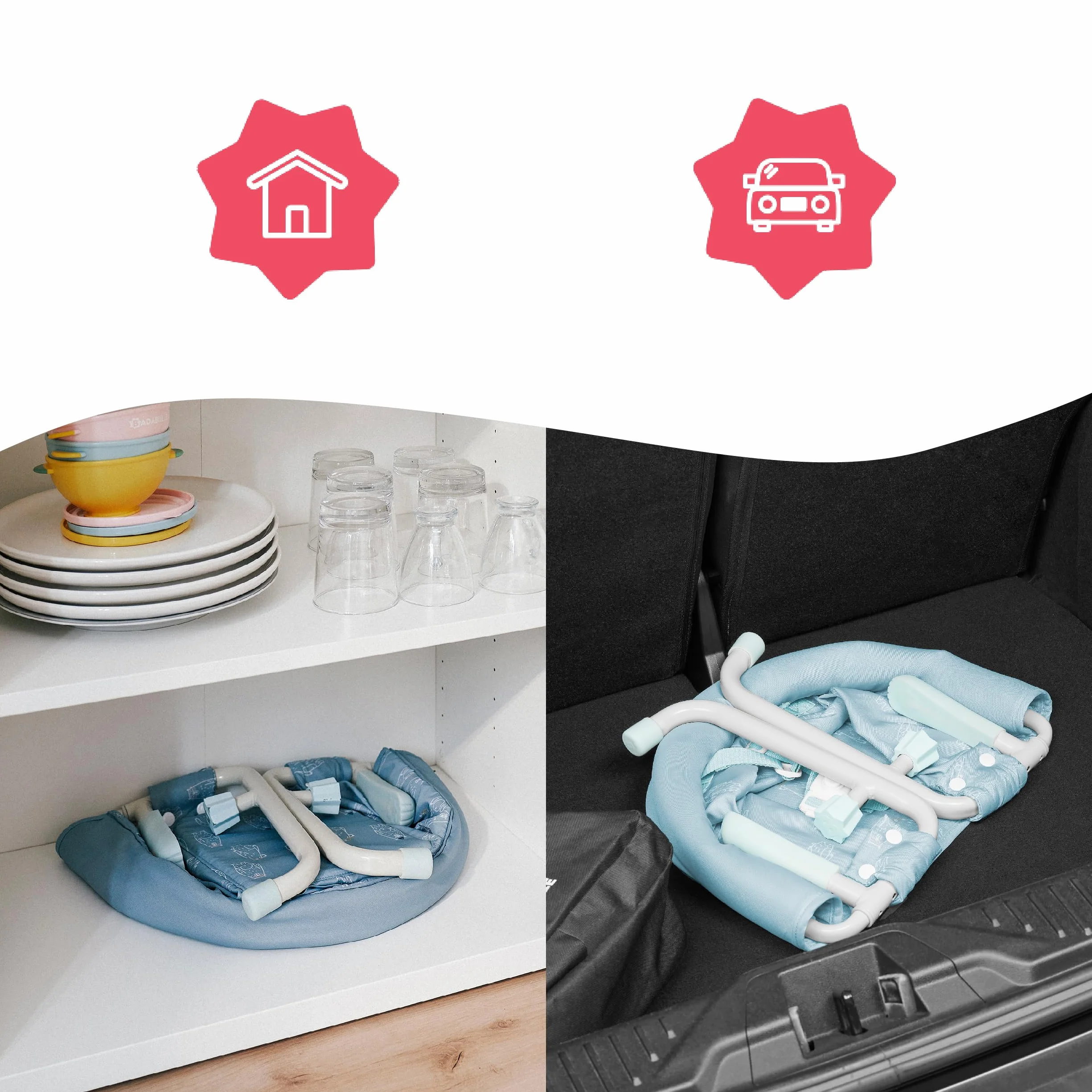 Badabulle seggiolino da tavolo per bambino con cintura a 3 punti, confortevole, chiusura ultra compatta per portarlo ovunque, da 6 a 36 mesi o 15 kg