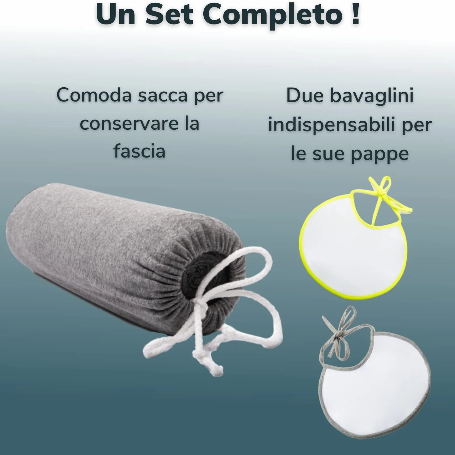 Fascia Neonato (100% Made In Italy) Con 2 BAVAGLINI INCLUSI, Fascia Porta Bebe In Cotone Organico, Fascia Neonato Porta Bebe In Tessuto Morbido, Leggero, Traspirante, Adatta Fino A 15 Kg