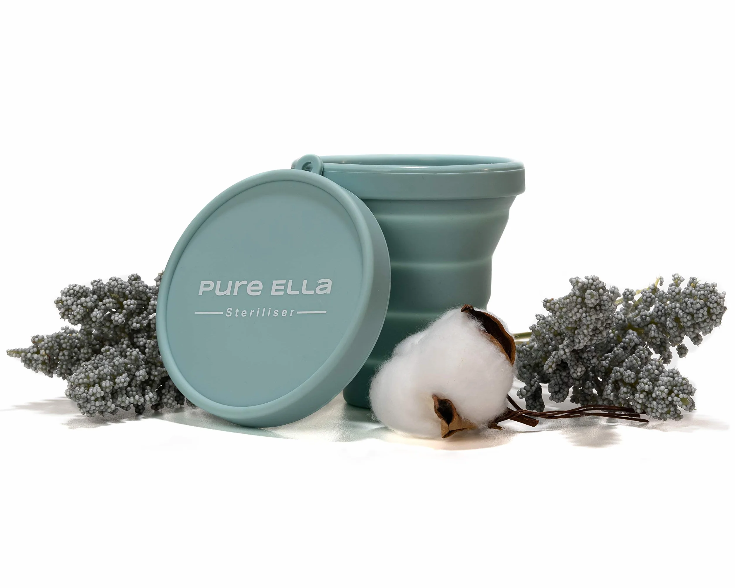 Pure Ella - Sterilizzatore per coppetta mestruale, adatto al microonde, pieghevole e senza BPA, detergente per tazze in silicone, ecologico e igienico femminile