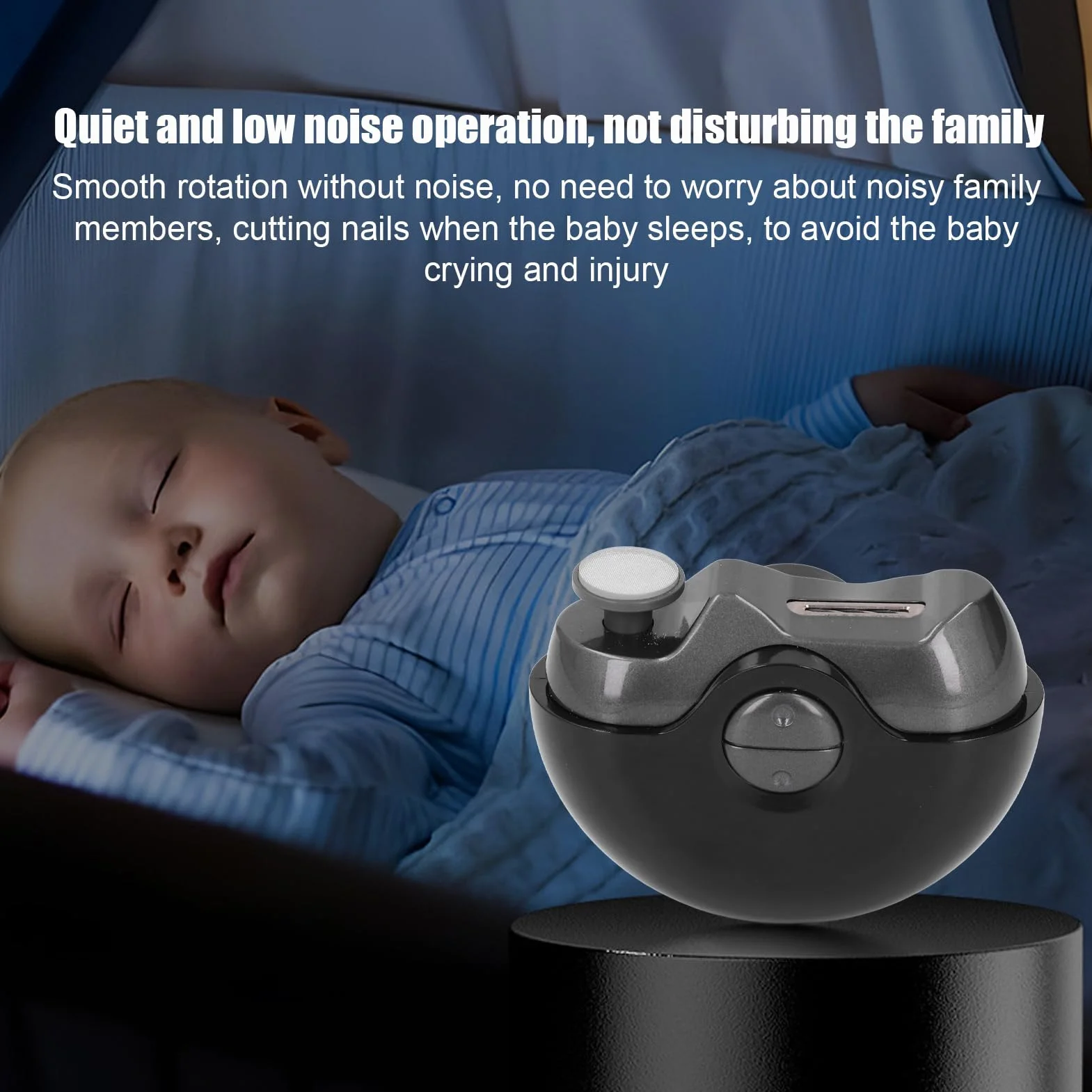 Tagliaunghie elettrico automatico rotondo anti pizzico ricaricabile USB tagliaunghie di sicurezza per neonati, bambini, adulti, anziani (nero)