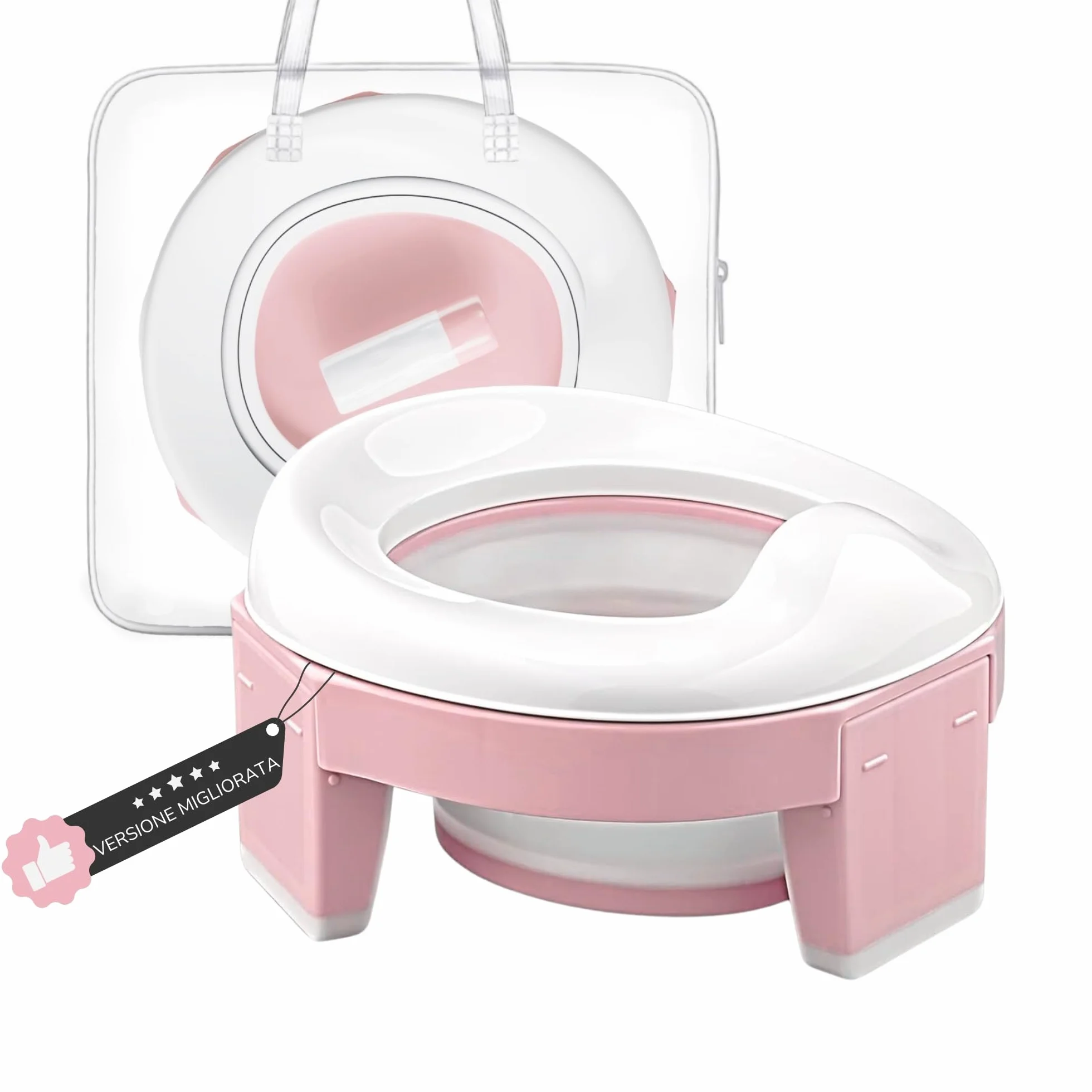HuBorns - Vasino Portatile per Bambini da Viaggio, 10 Sacchetti Inclusi, Vasino da Viaggio per Bambini Comodo e Sicuro, WC Portatile bambini Facile da Trasportare e da Usare come Riduttore WC Bambini