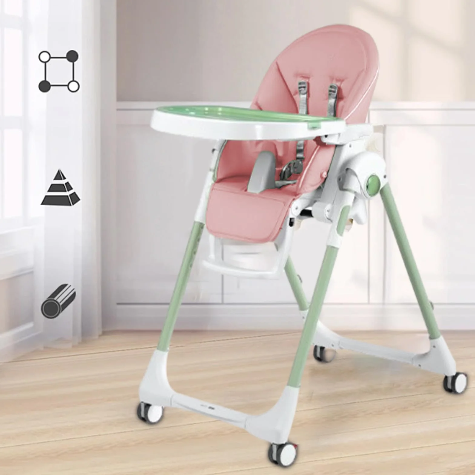 Cuscino per Seggiolone, Fodera per Sedia da Pranzo per Bambini, Imbottitura Seggiolone in Pelle PU, Morbido E Confortevole, Copriseggiolone Universale per Peg Perego, Baoneo, Kosmic Jan, Siesta Zero3