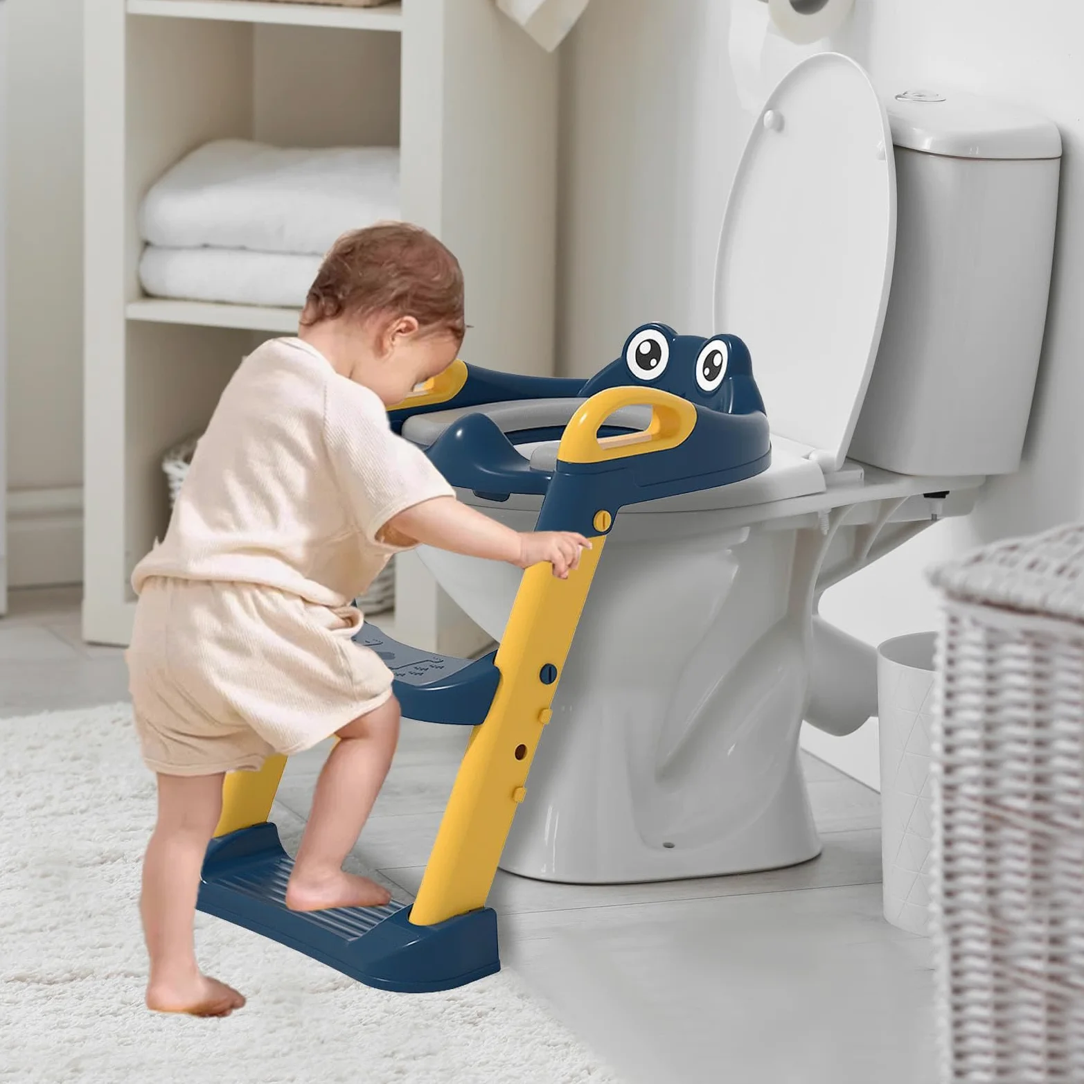 Seggiolino per addestramento al vasino con gradino | Sedile per WC per | bambini Sedia per addestramento al vasino antiscivolo | Sedile per WC sicuro portatile per bambini piccoli
