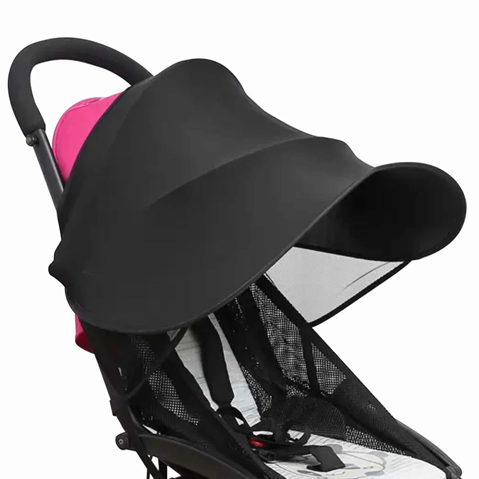 Tenda per Passeggino, Capottina Parasole Passeggino, Telo Parasole per Carrozzina e Passeggino, Parasole per Passeggino, Tenda per Passeggini Protezione Solare per Passeggino, Anti-UV, Nero