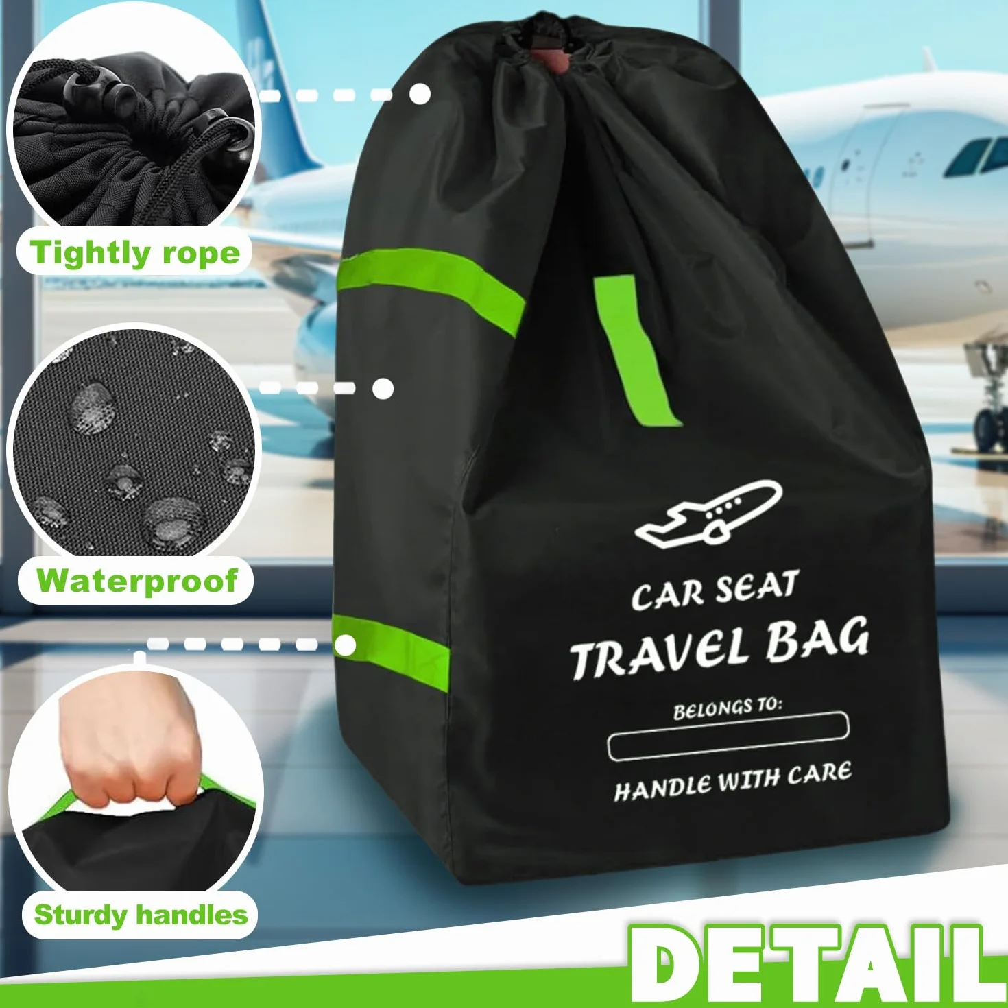 Borsa da Viaggio per Passeggino, Borsa da Viaggio per Seggiolino Auto, Borsa per Seggiolino Auto Pieghevole, Borsa da Viaggio Trasporto Passeggino, Borsa Seggiolino Auto per Aereo Viaggio