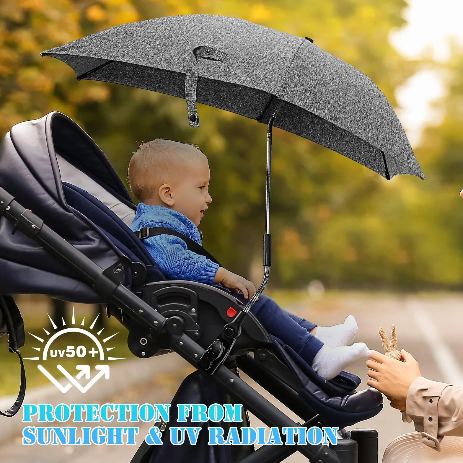 Ombrellone Parasole Passeggino Universale, Protezione Anti UV 50+, Parasole Universale per Bambino Neonato, Diametro 78 cm, Ombrellone per Carrozzina Passeggino, Sedia a Rotelle & Sedia da Spiaggia
