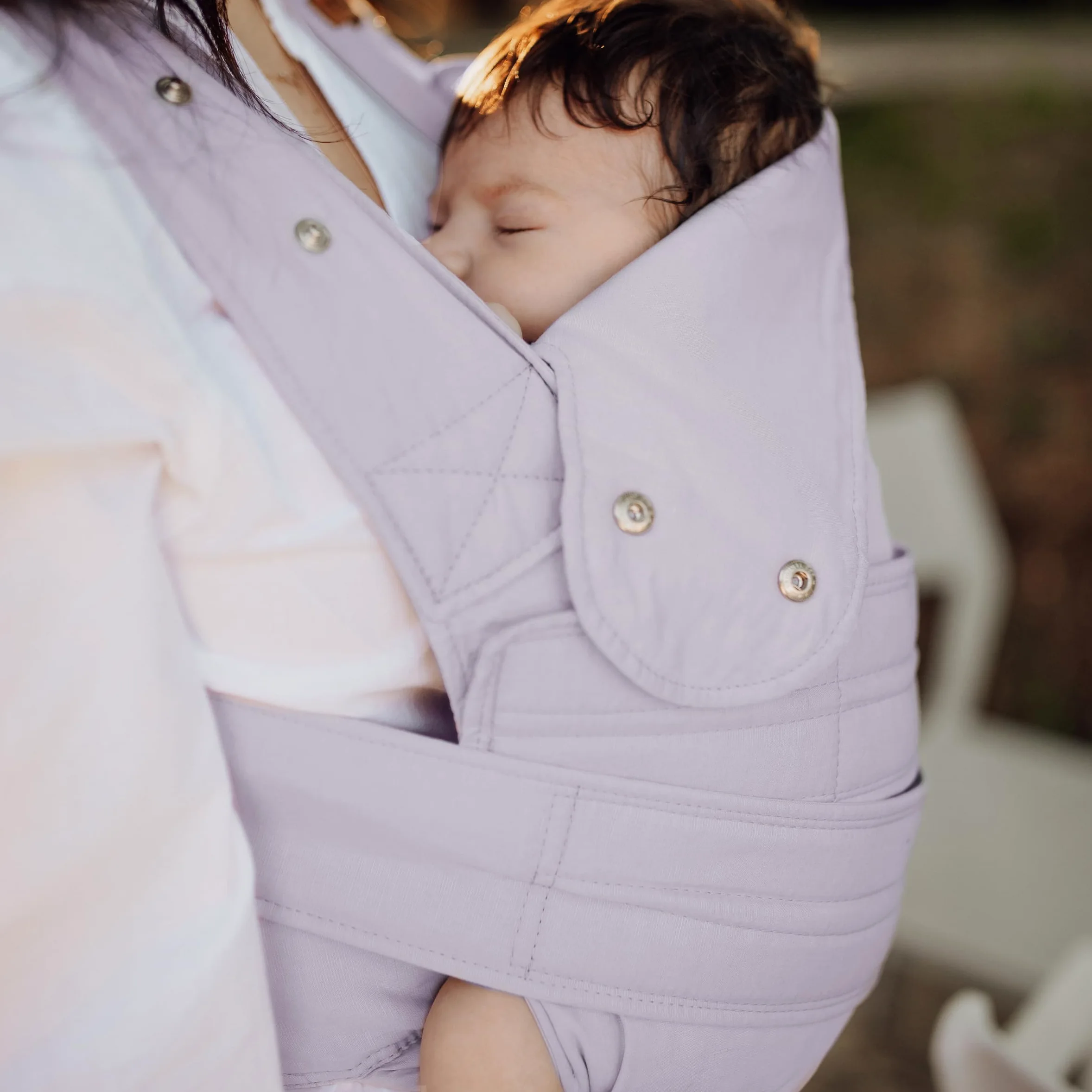 Manduca Marsupi Breeze - marsupio leggero per neonati a partire da 3,5 kg e bambini fino a 15 kg - marsupio compatto con robusto sistema in velcro, taglia L, lilla