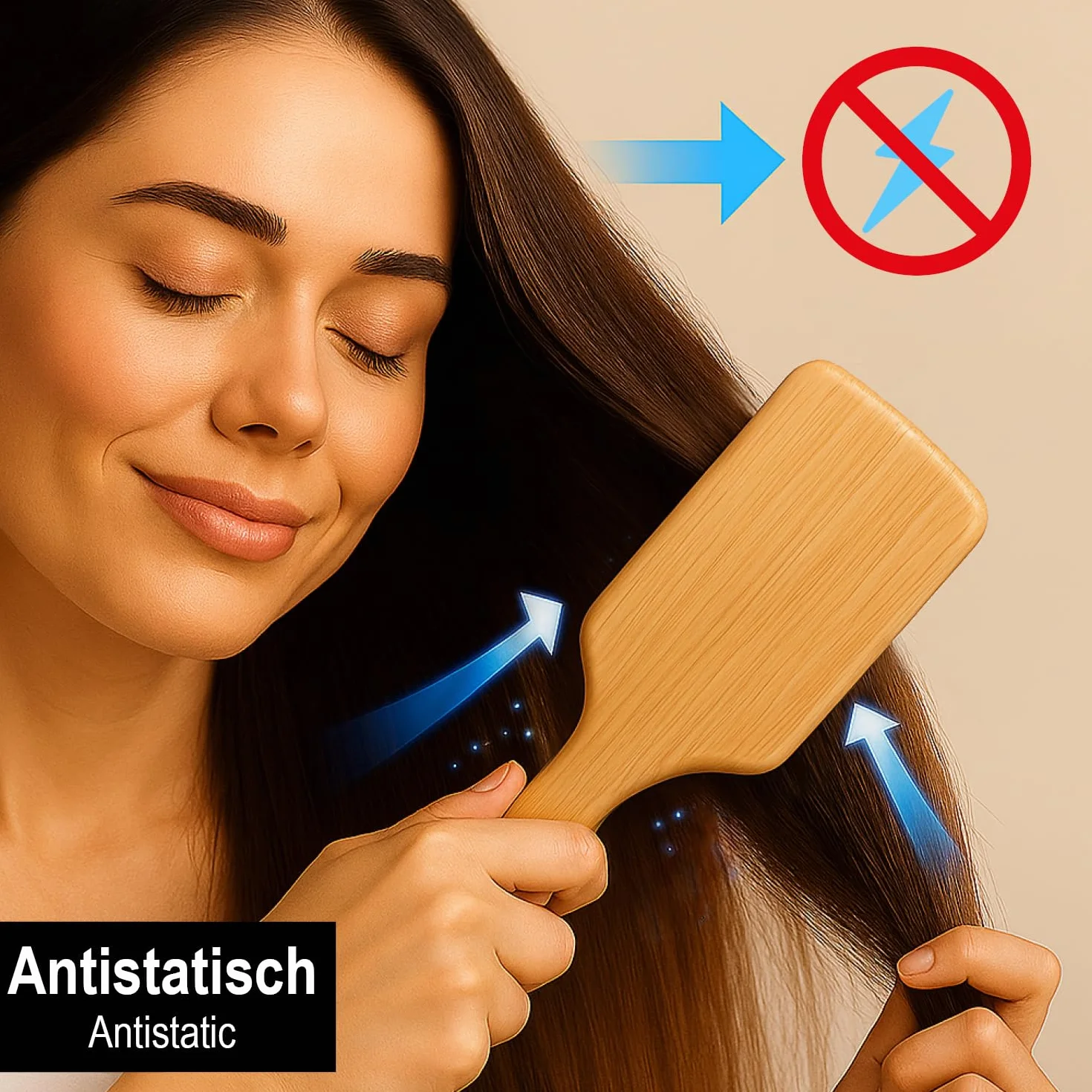 Set da 2 spazzole in bambù con setole naturali – Spazzole paddle ecologiche per donna, uomo e bambino – Massaggio alla cute per capelli sani