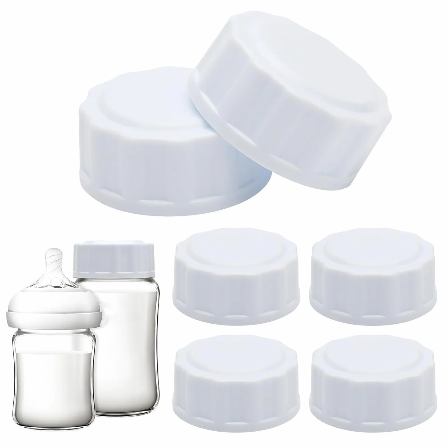 6 chiusure per biberon, colore bianco, per bottiglie Avent, tappo di ricambio compatibile con bottiglie a collo largo, per biberon