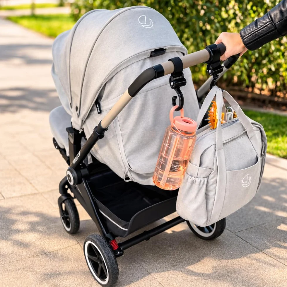 Jané Ganci Universali per Passeggino, Set da 2, Resistenti e Multiuso, per Borse e Zaini, Nero