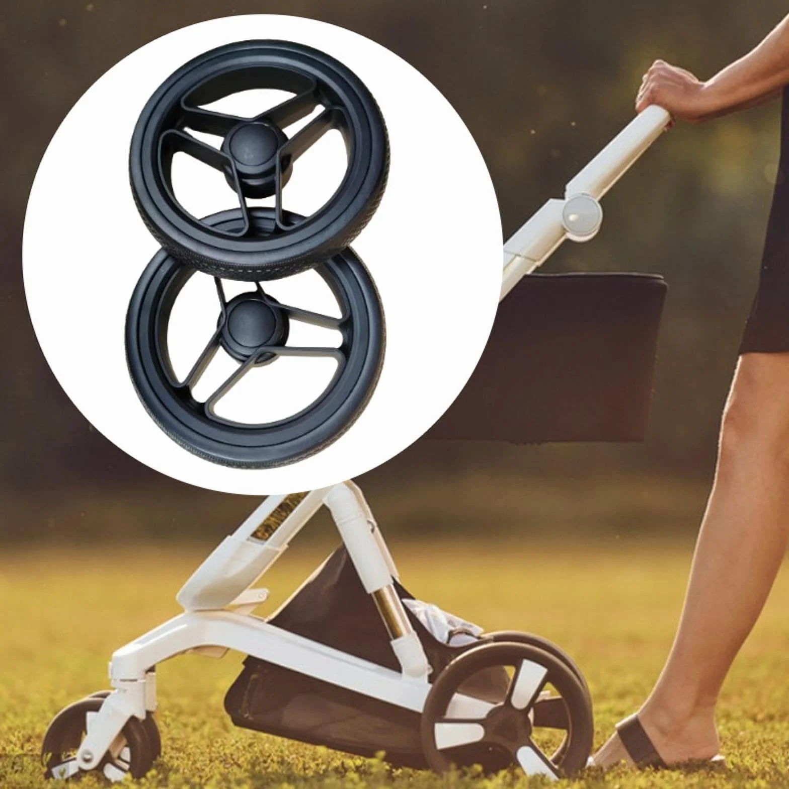 Amagogo Pneumatici per Passeggino 18/18,4 cm, Ruota Antiscivolo Facile da Installare Accessori per Ruote, Pneumatico per Passeggino, Carrello, Scooter Elettrico, 2 Pneumatici Posteriori, 18.4 Cm