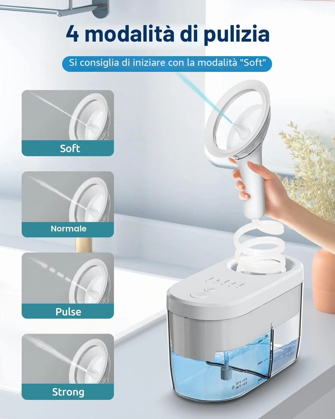 Rimozione Di Cere All'orecchio Elettrico, Strumento Per Il Pulitore Dell'orecchio, Pulizia Efficiente Dell'orecchio Con 4 Modalità E Riciclaggio Automatico Dei Liquami Per Bambino Adulto