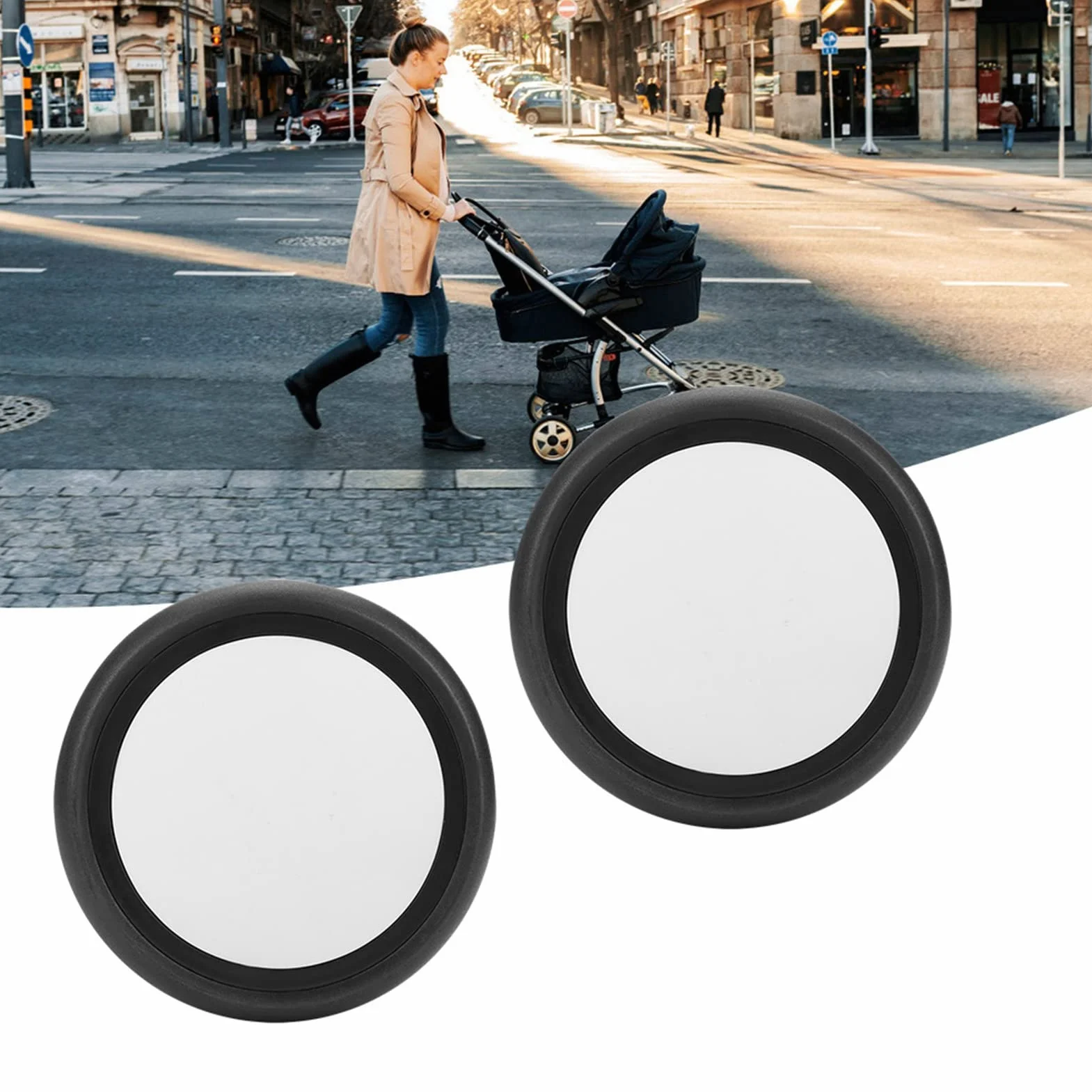 GOTOTOP Ruota per Passeggino, Set Ruote Anteriori e Posteriori in Gomma, Girevole 360 Gradi, Resistente all'Usura, Compatibile con Yoya Vovo, con Attrezzi di Montaggio
