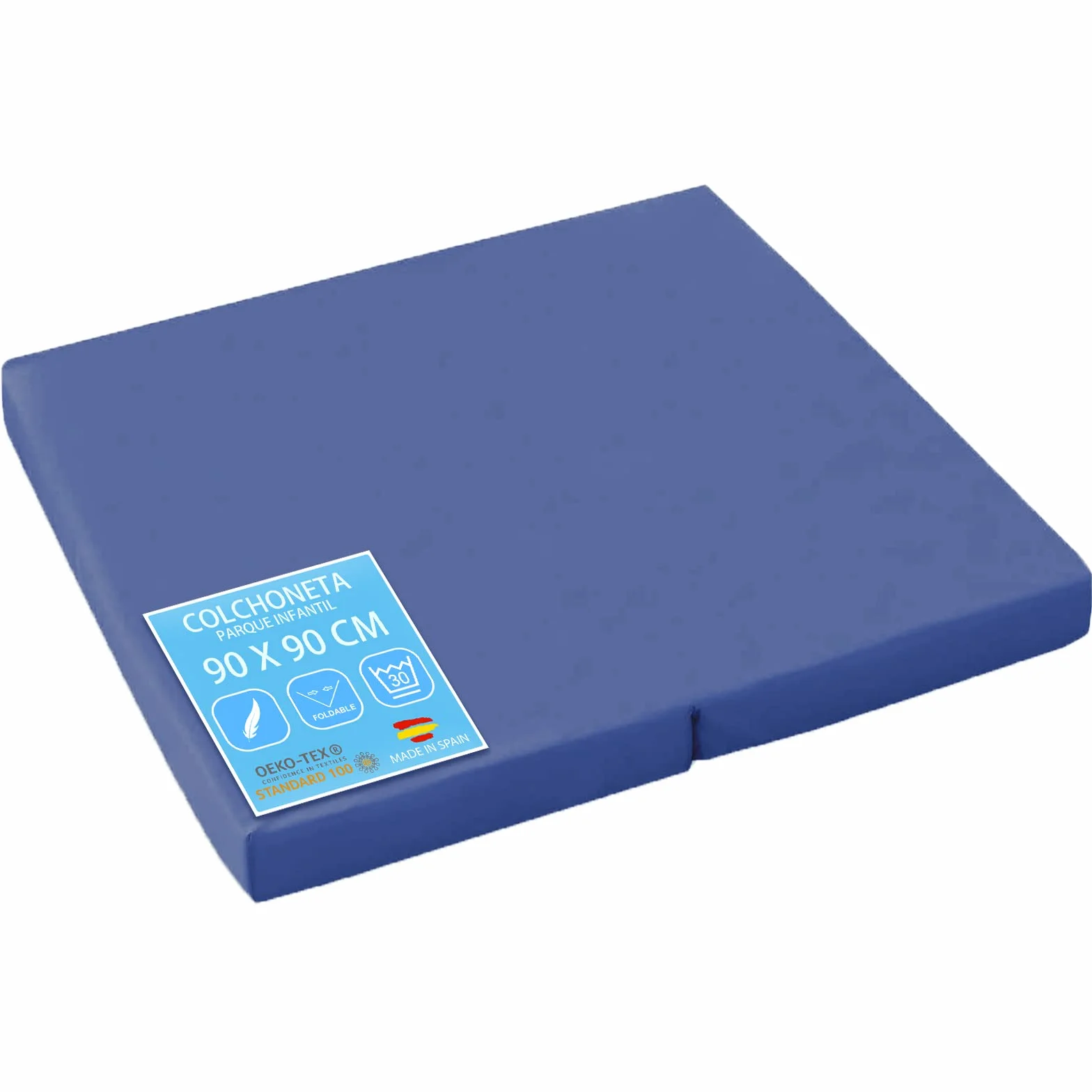 PEKITAS Materasso materassino per parco giochi 90 x 90 cm spessore 5 cm fodera lavabile nucleo schiuma ferma blu compatibile con Hauk Sleep N Play SQ