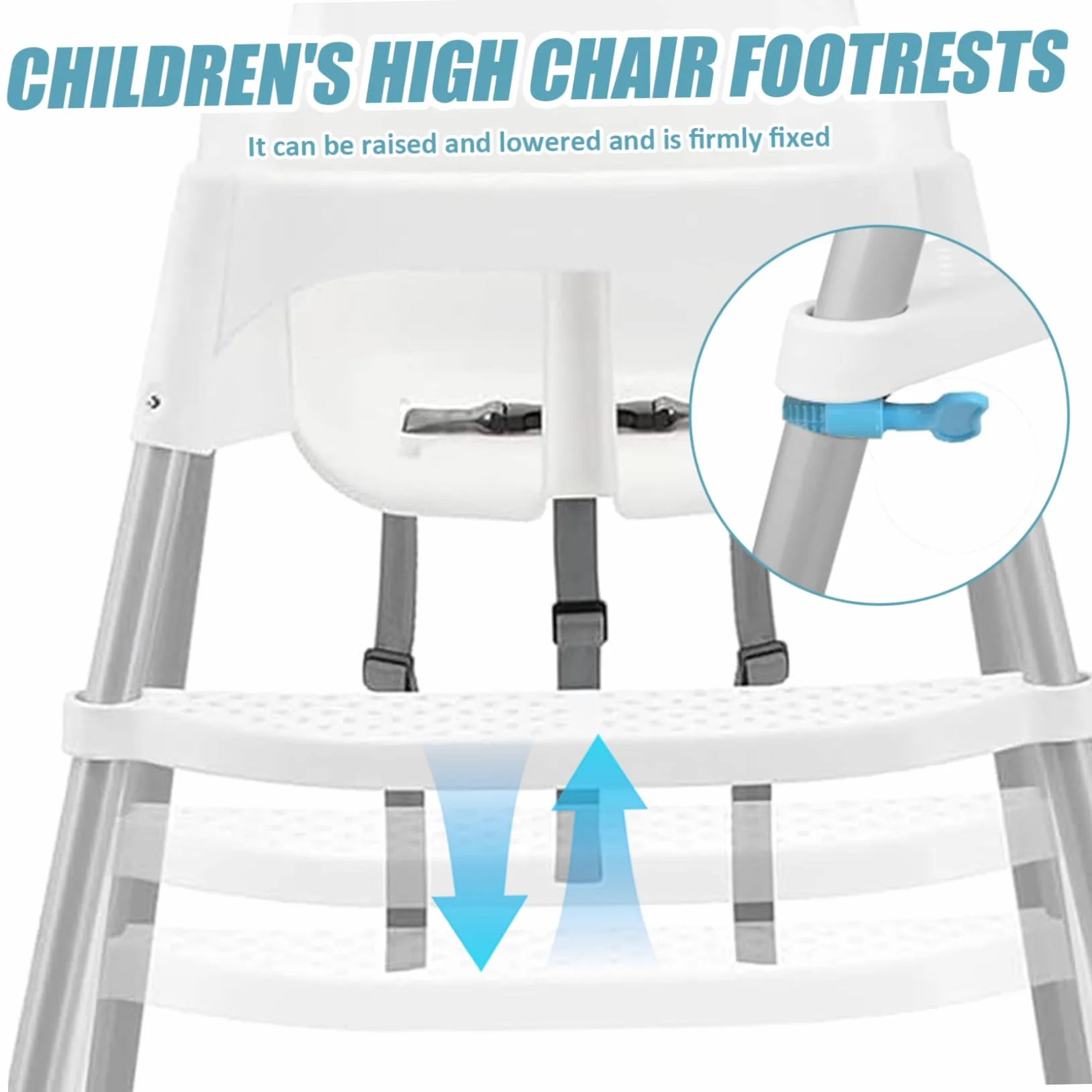Resto del piede per seggiolone, 18x3 non slip regolabile facile installazione di plastica poggiapiedi per seggiolone per bambini con anello di fissaggio portatile robusto e lisci accessori da seggio