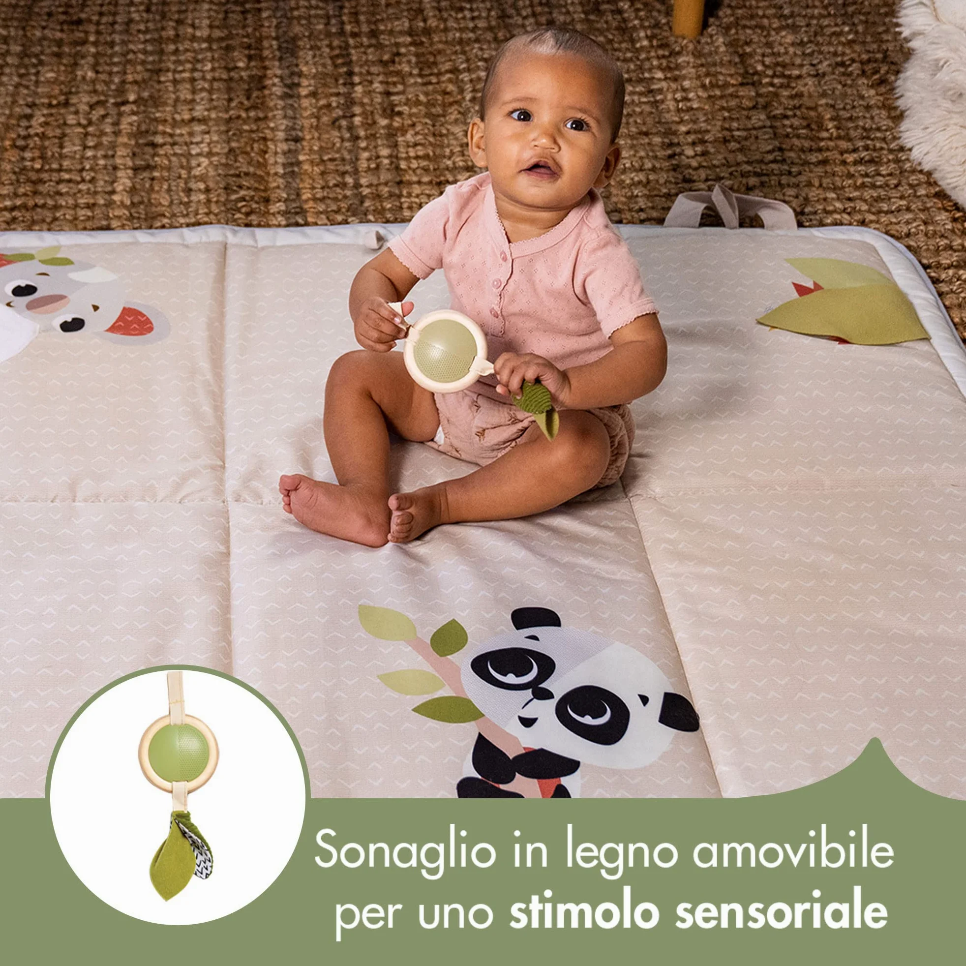 Tiny Love Super Mat Tappeto Sensoriale Bambini XL (150x100 cm), 0+, 6 Attività, Specchio, Sonaglino, Gioco Frusciante, 12 Carte Traguardo, Boho Chic
