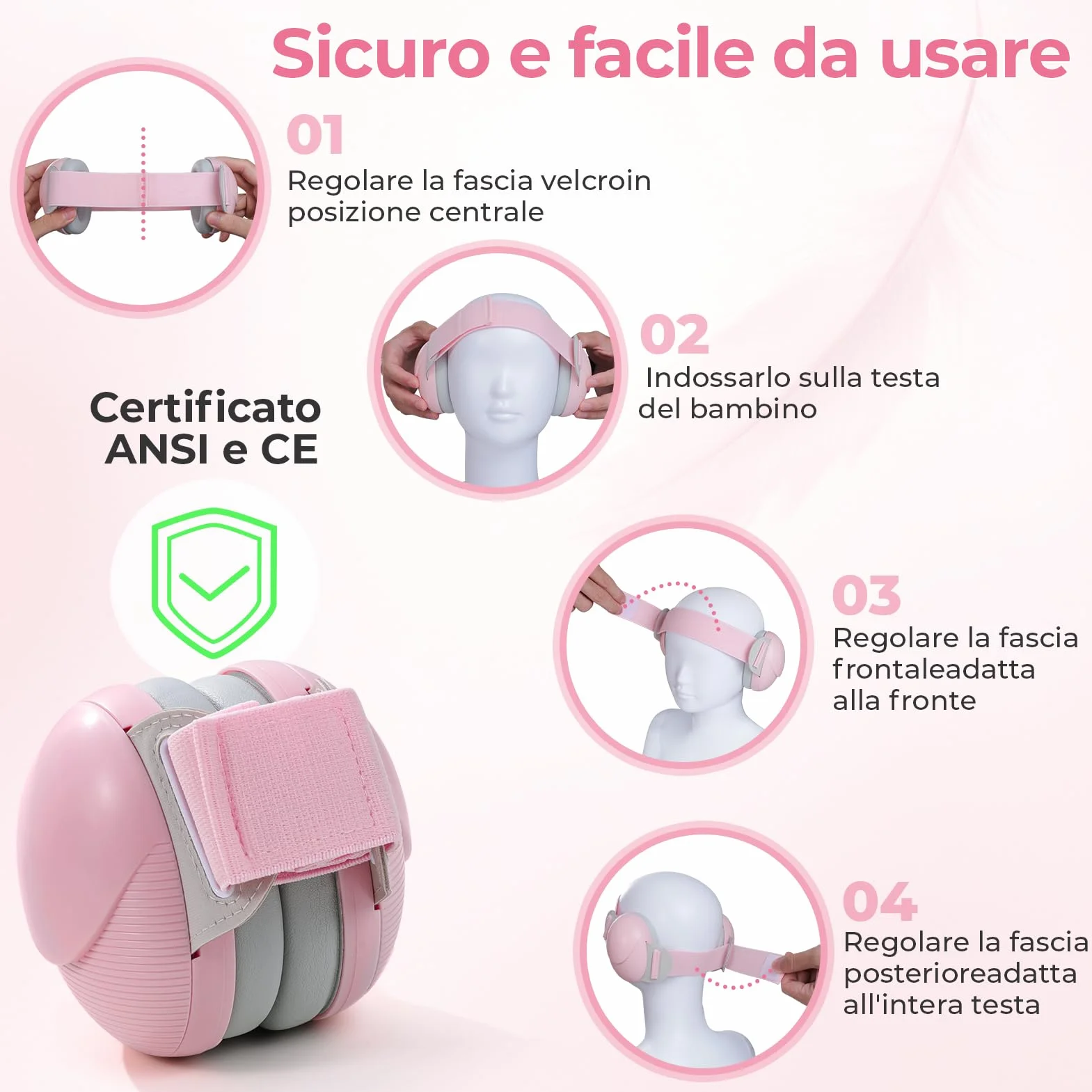 Protezioni auricolari per Neonati, Cuffie per Neonati Antirumore da 25dB per Bambini da 0 a 48 Mesi, Cuffie per Neonato con Cancellazione del Rumore per Aereo e Sonno