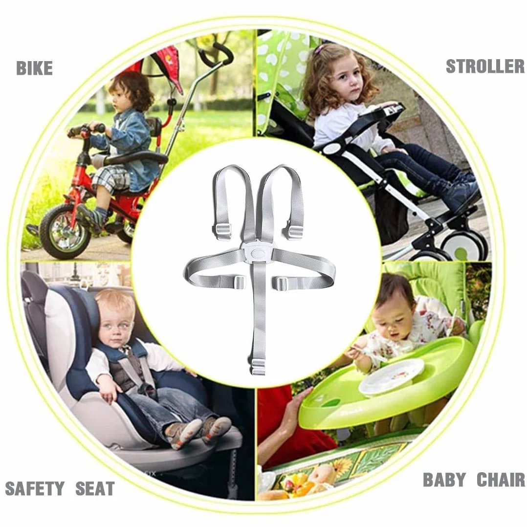 USTNIR 1Pcs Cinture Universali per Seggiolone Cinghie per Seggiolone a 5 Punti, Regolabile Cintura di Sicurezza per Bambini per Seggiolino Cinghie Passeggini per Bambini