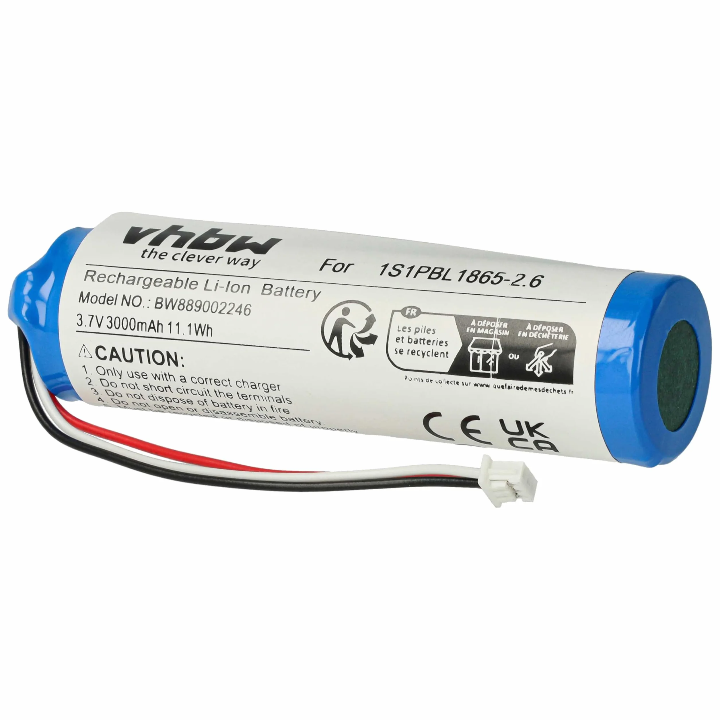 vhbw batteria sostituisce Philips 1S1PBL1865-2.6 per babyphone (3000mAh, 3,7V, Li-Ion)