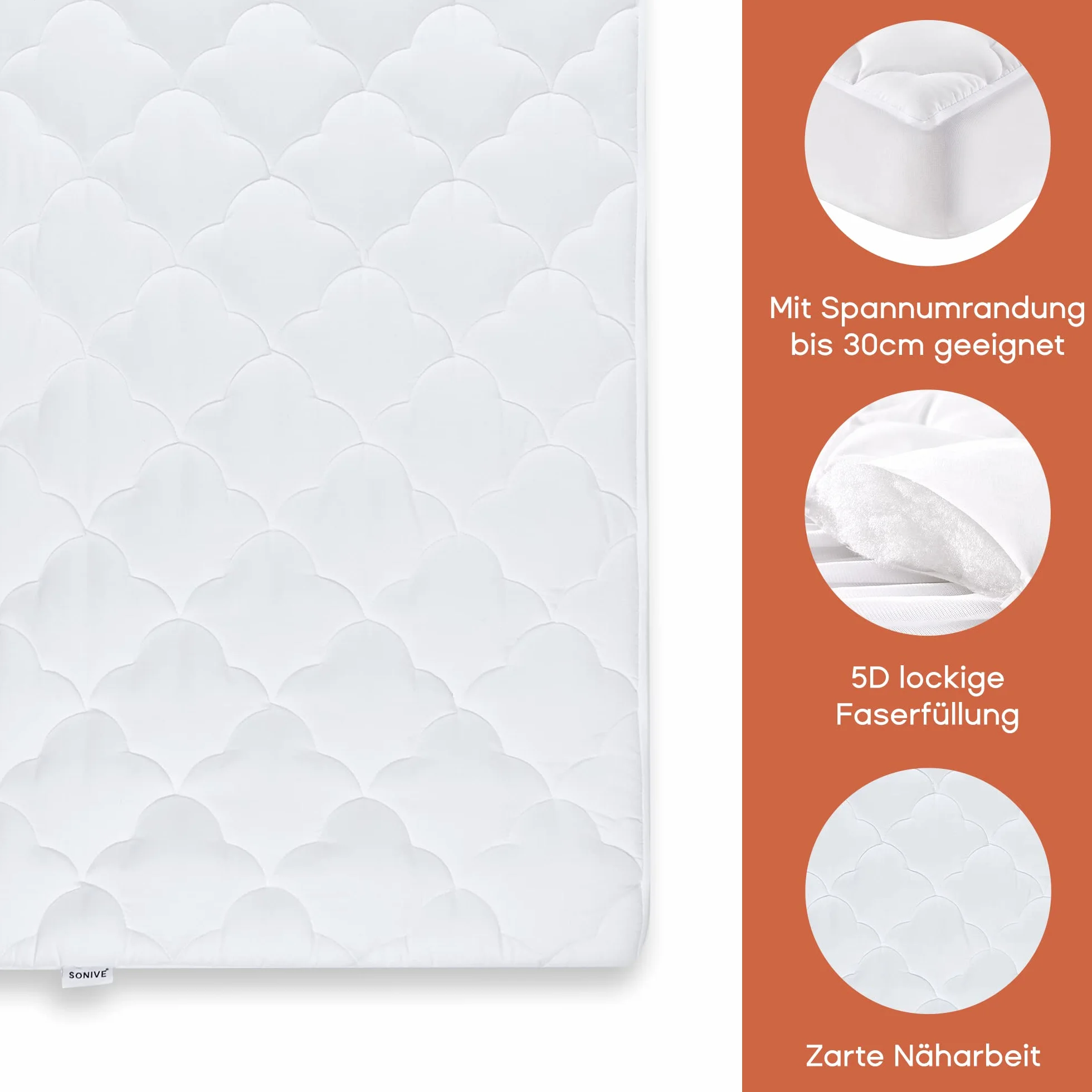 SONIVE Coprimaterasso impermeabile per culla e bambini piccoli, imbottitura in microfibra, 10 oz, certificato Oeko-Tex Standard 100, bianco, 70 x 140 cm