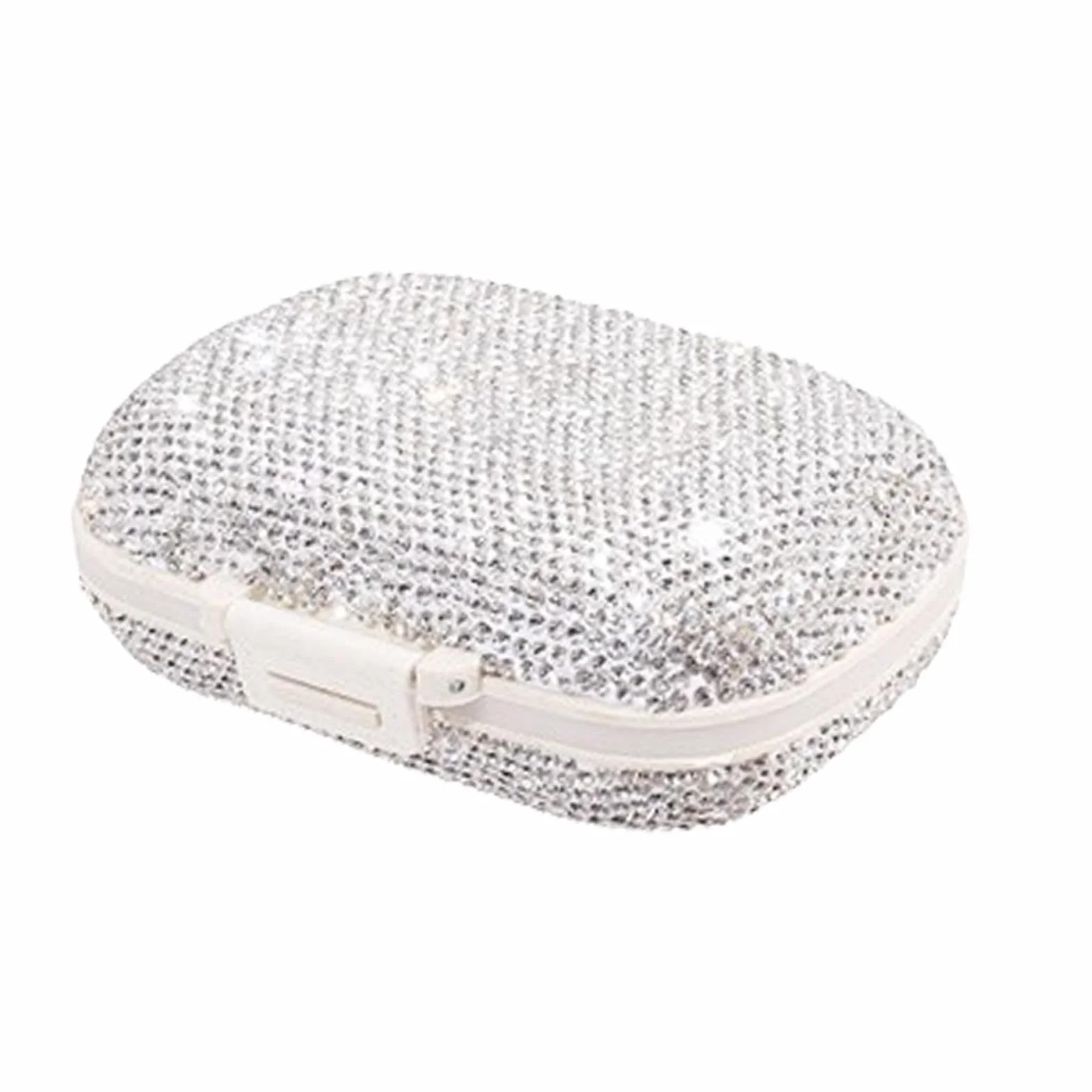 Portapillole - Portapillole con brillantini, portapillole, portapillole con scomparti, organizzatore per pillole da viaggio, organizzatore settimanale per la casa e i viaggi, bianco, rosso, bu