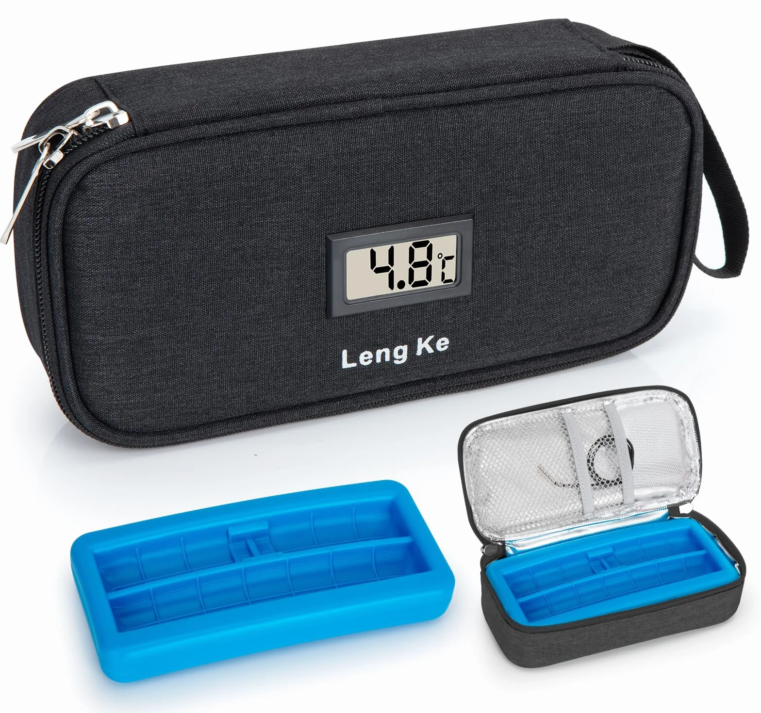 SUNMON Porta Insulina Termico da Viaggio - Borsa per Medicinali Termica con Display a ℃, Borsa Termica Insulina per Medicinali da Viaggio con Mattone di Ghiaccio (nero)