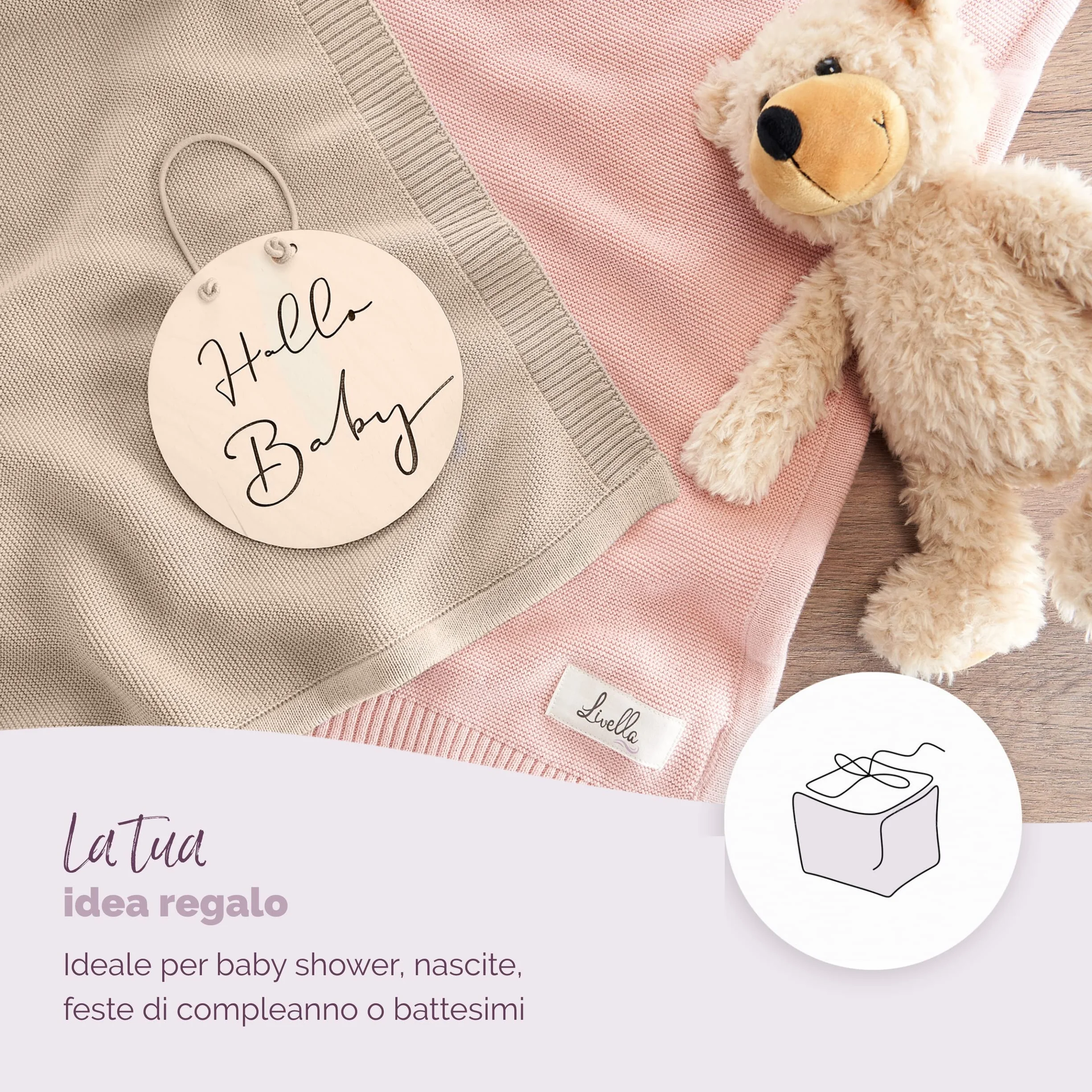Livella Coperta per neonato e bambino cotone 100% biologico, coperta premium lavorata a maglia morbida e traspirante, ideale per la pelle delicata del bambino, OekoTEX Standard 100