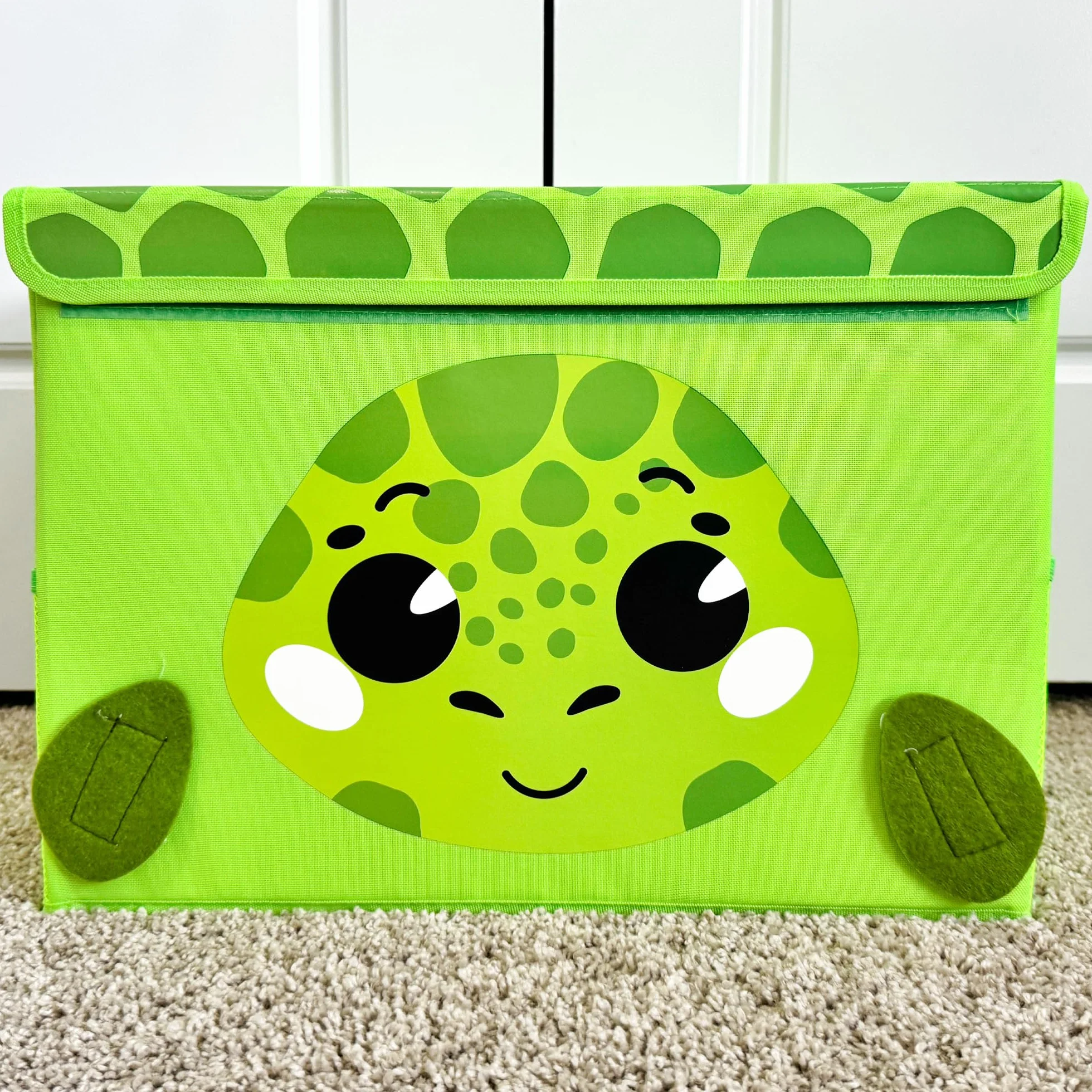 QUOKKA Katabird Toy Storage Box for Boys and Girls - Organizador de juguetes para niños (16 x 12 x 8 cm, plegable, asas, tapa abatible), diseño plegable (Tartaruga, Piccolo)