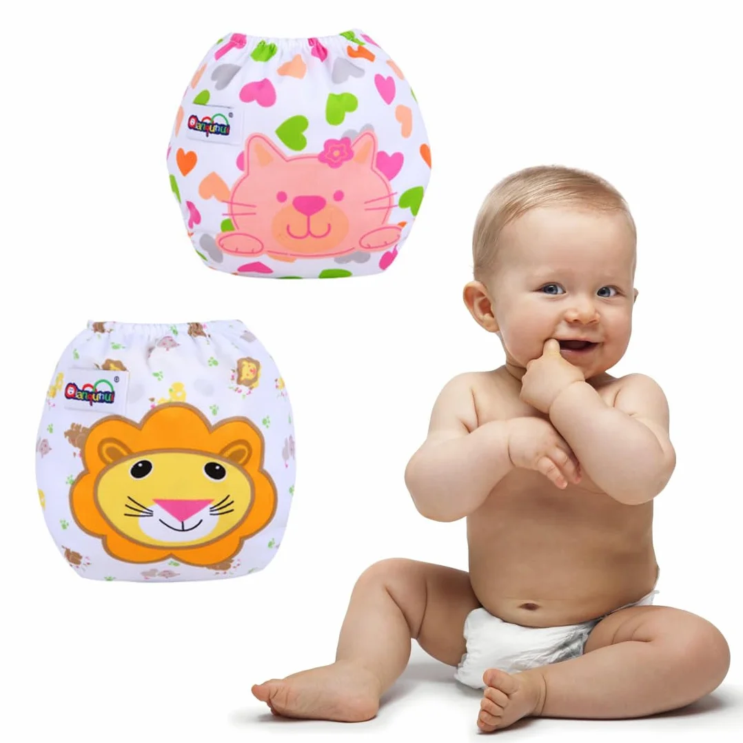 SGERUFZ 2 pezzo Pannolini Lavabili, Riutilizzabile Pannolini da Nuoto, Costume Pannolino Lavabili, Impermeabile Pannolino Piscina (0-3 Anni)