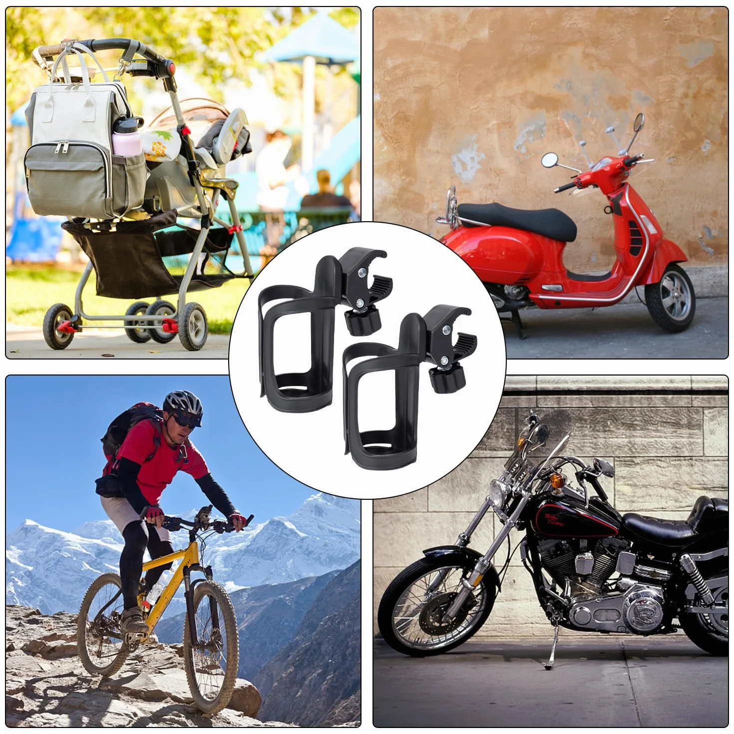 2 pezzi portabicchieri per passeggino, regolabile per sedia a rotelle, supporto universale per bevande, adatto per biciclette, passeggini e tapis roulant