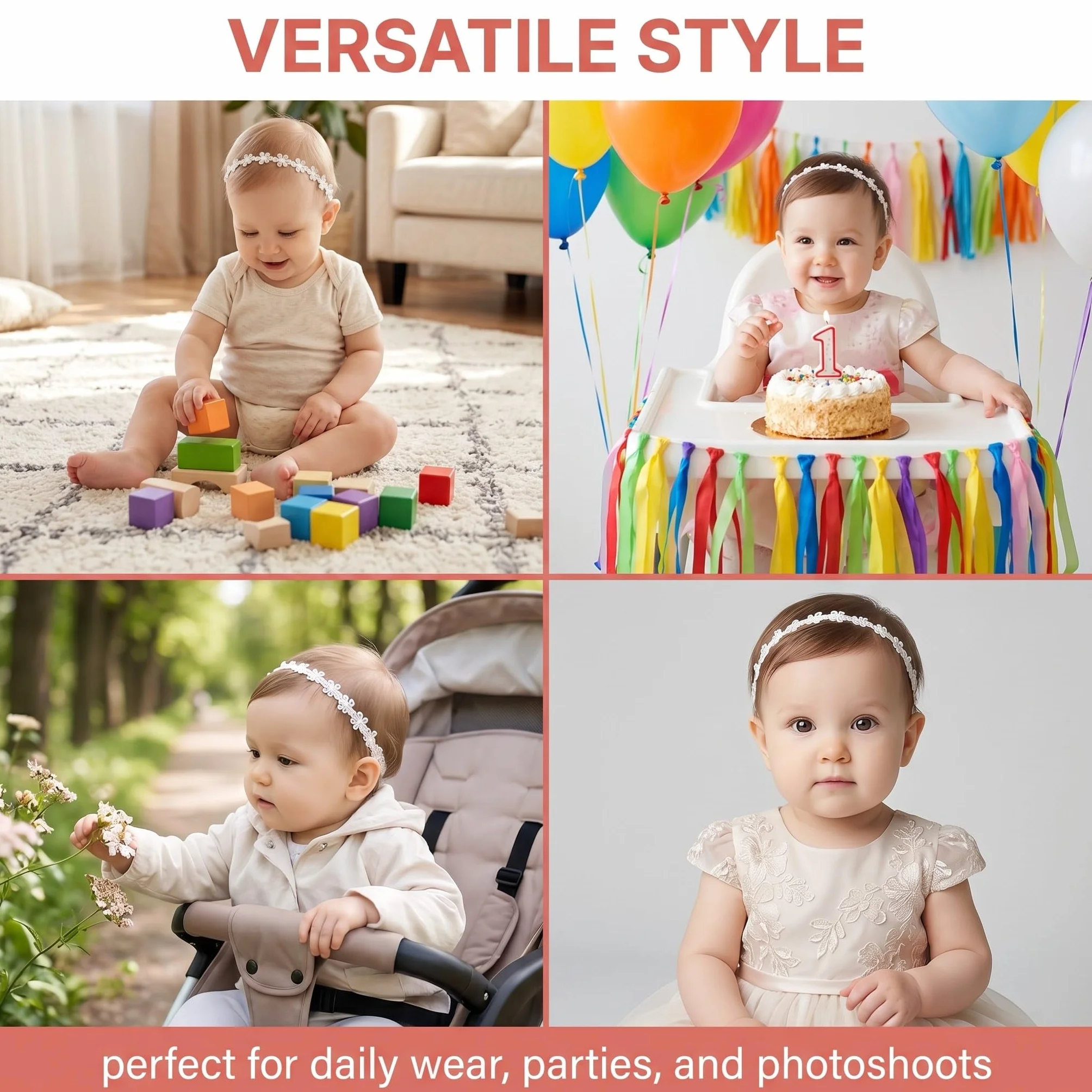 2 Pieces Children's Headbands, Lace Hair Bands, Wedding Children's Headband, Newborn Hairband