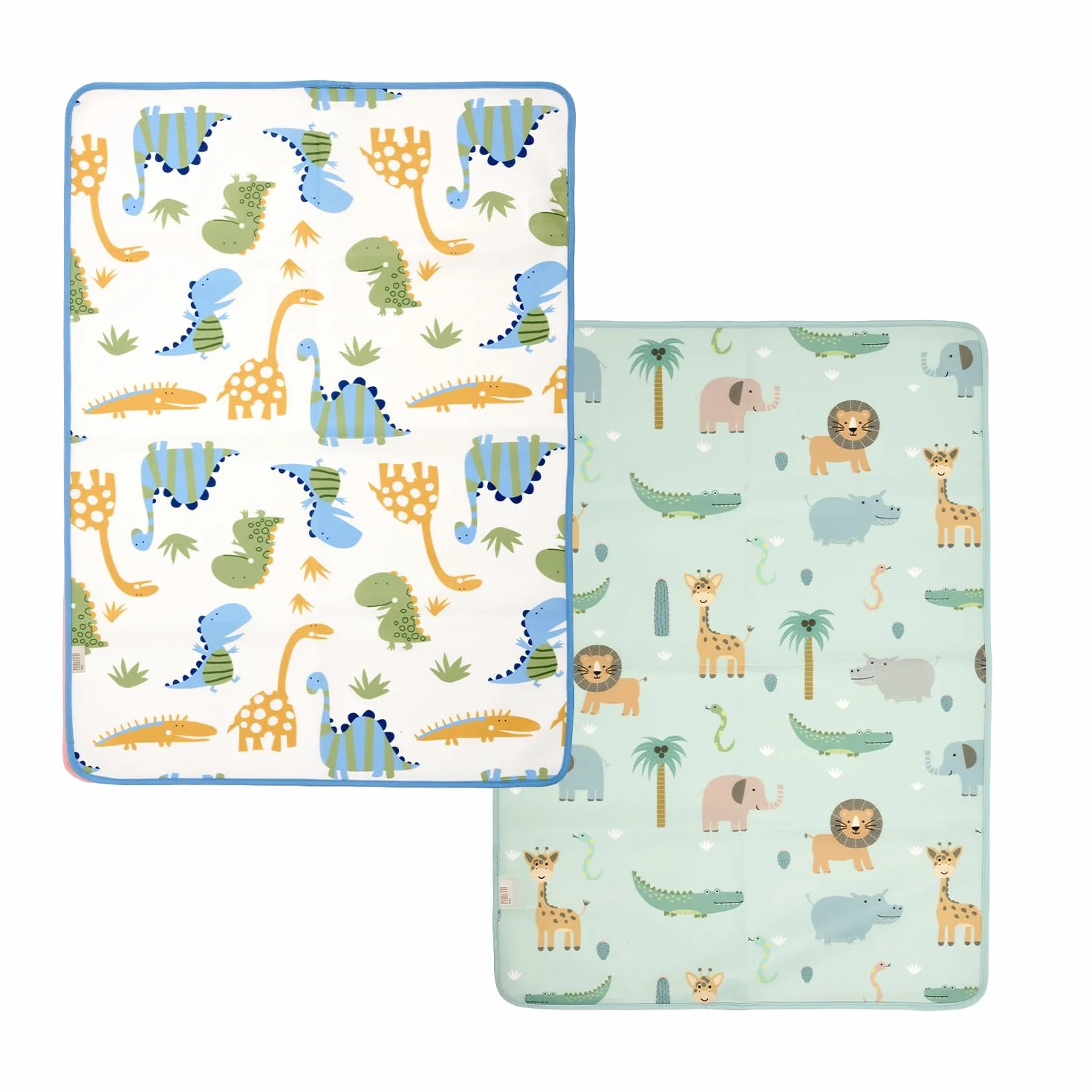 PERLETTI Traversine Neonato Fasciatoio Impermeabili Pacco Doppio - Traversa Teli Cambio Bambino Lavabili in Lavatrice - Traverse Bimbo Riutilizzabili Versatili Morbide (Set Azzurro + Verde, 50x70 cm)