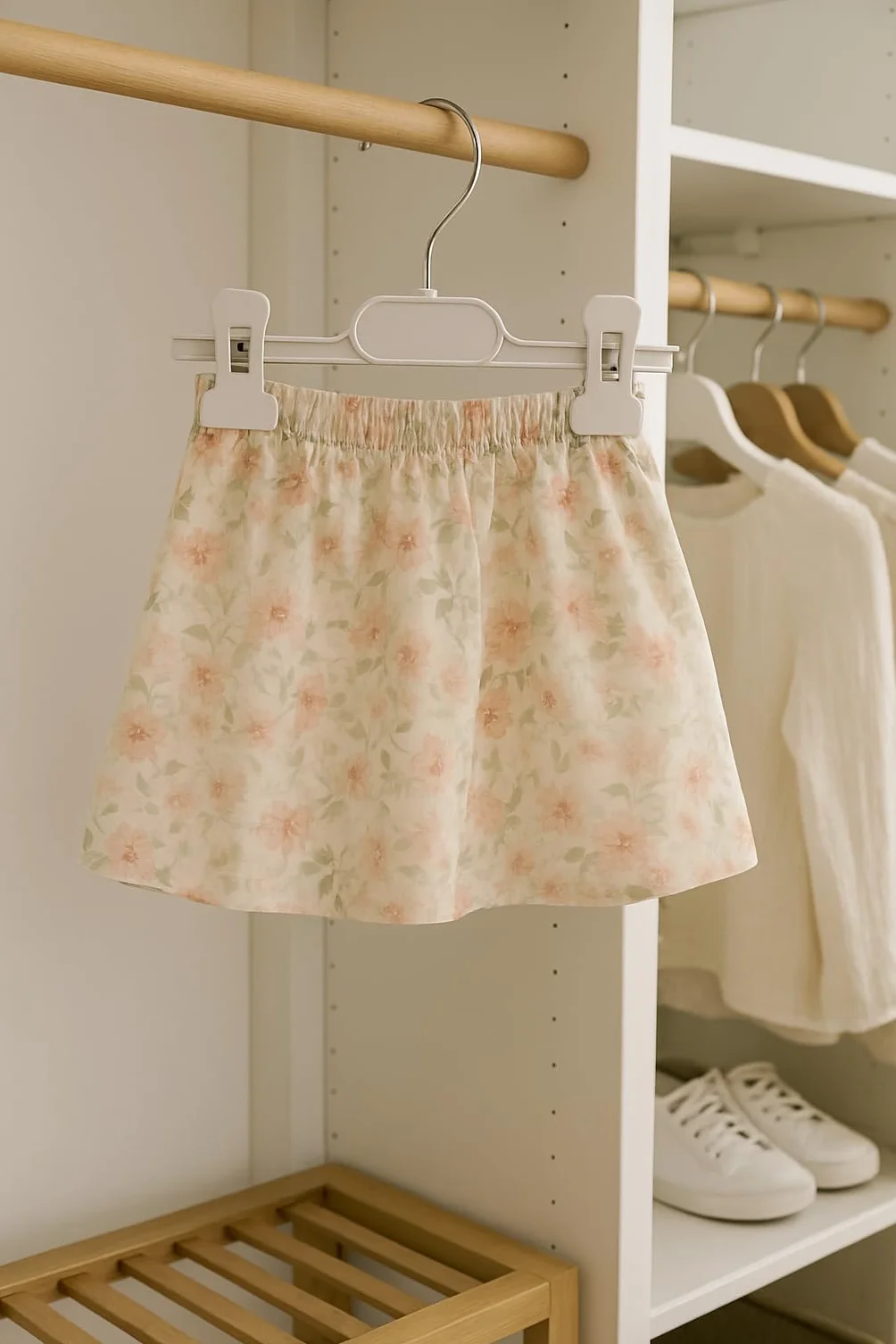 Kiroplast 20 Grucce per Pantaloni Bambini Bianche, Appendini in Plastica con Clip per Gonne 24cm