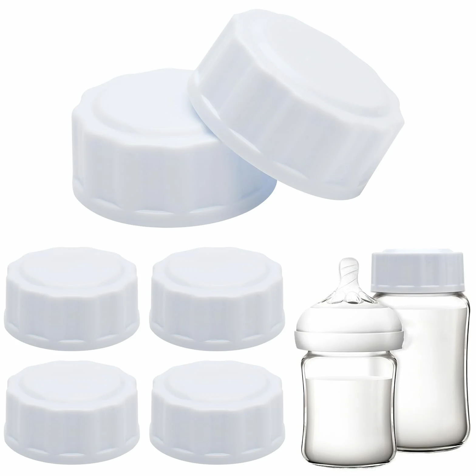 Tappi per biberon Avent, 6 tappi per bottiglie da viaggio, compatibili con bottiglie a collo largo, colore bianco, per biberon