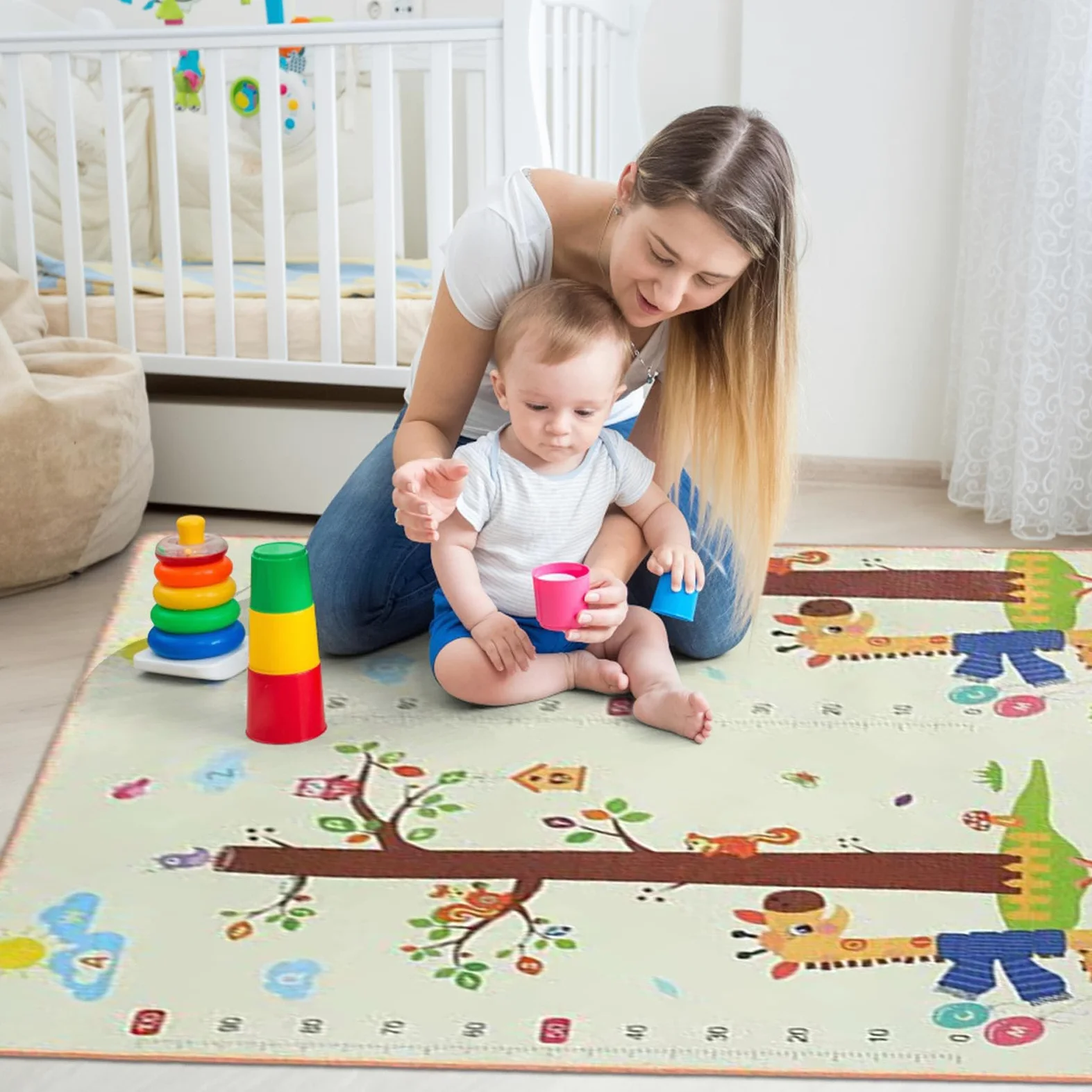 Tappeto Per Bambini 200x180cm Tappeto Pieghevole Per Gattonamento | Tappeto Da Per Gattonamento Per Casa Asilo Scuola Materna Soggiorno Camera Da