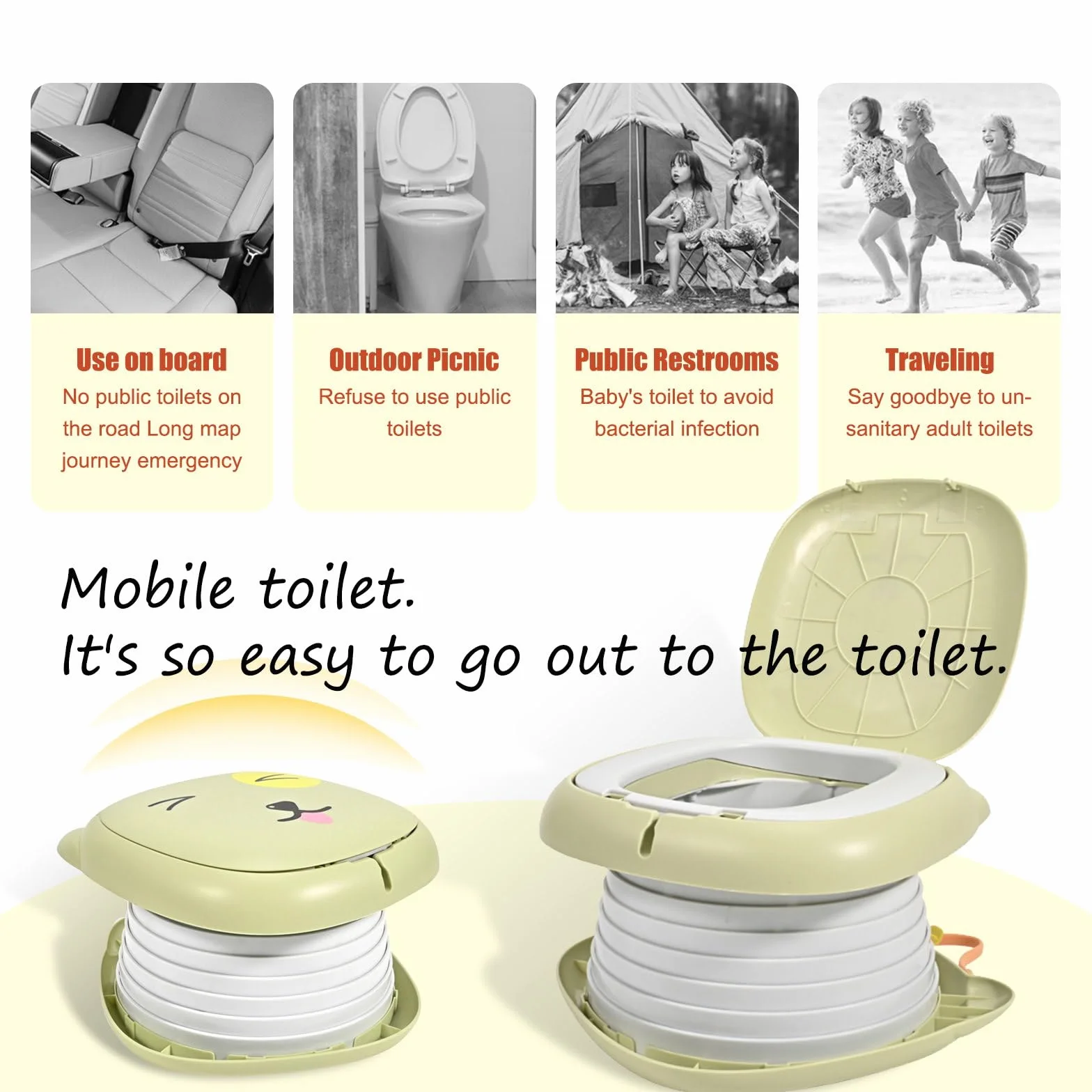 Sedile WC per Bambini, WC Pieghevole per Bambini, Vasino Pieghevole da Viaggio Portatile, Viaggio in Campeggio o uso Domestico con Borsa di Riserva usa e Getta